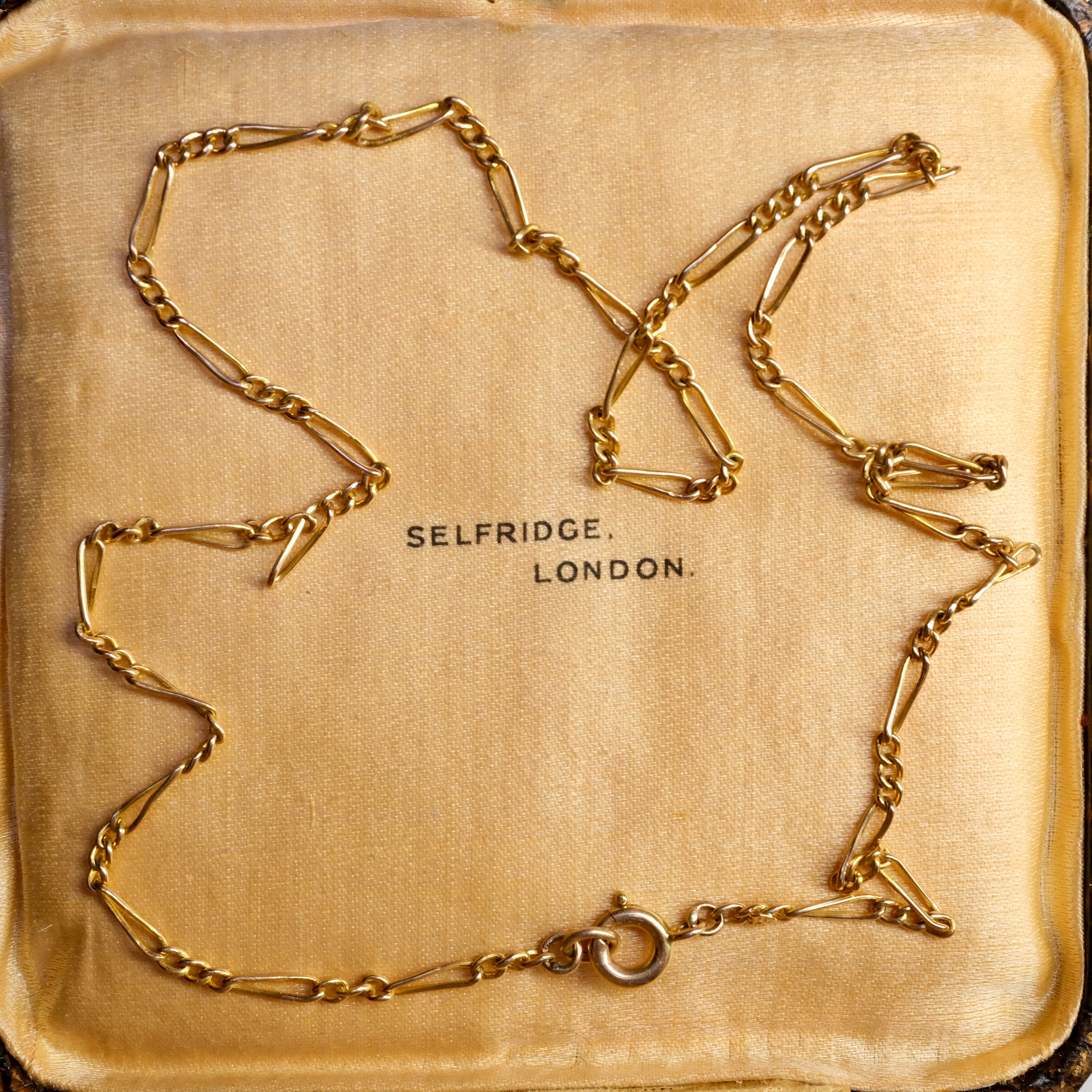 Antique, 9ct Rose Gold, Figaro Link Chain, Necklace, 4.4 Grams