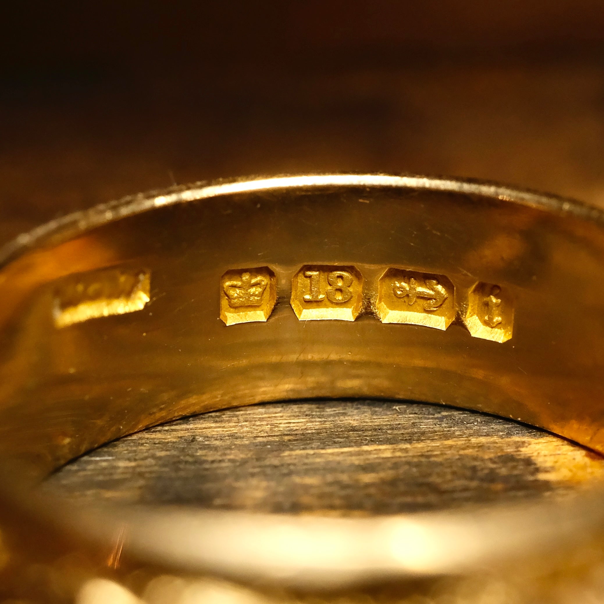 Victorian, 18ct Rose Gold, Fern Leaf, Embossed, Wide Band Ring, Hallmarked 1883