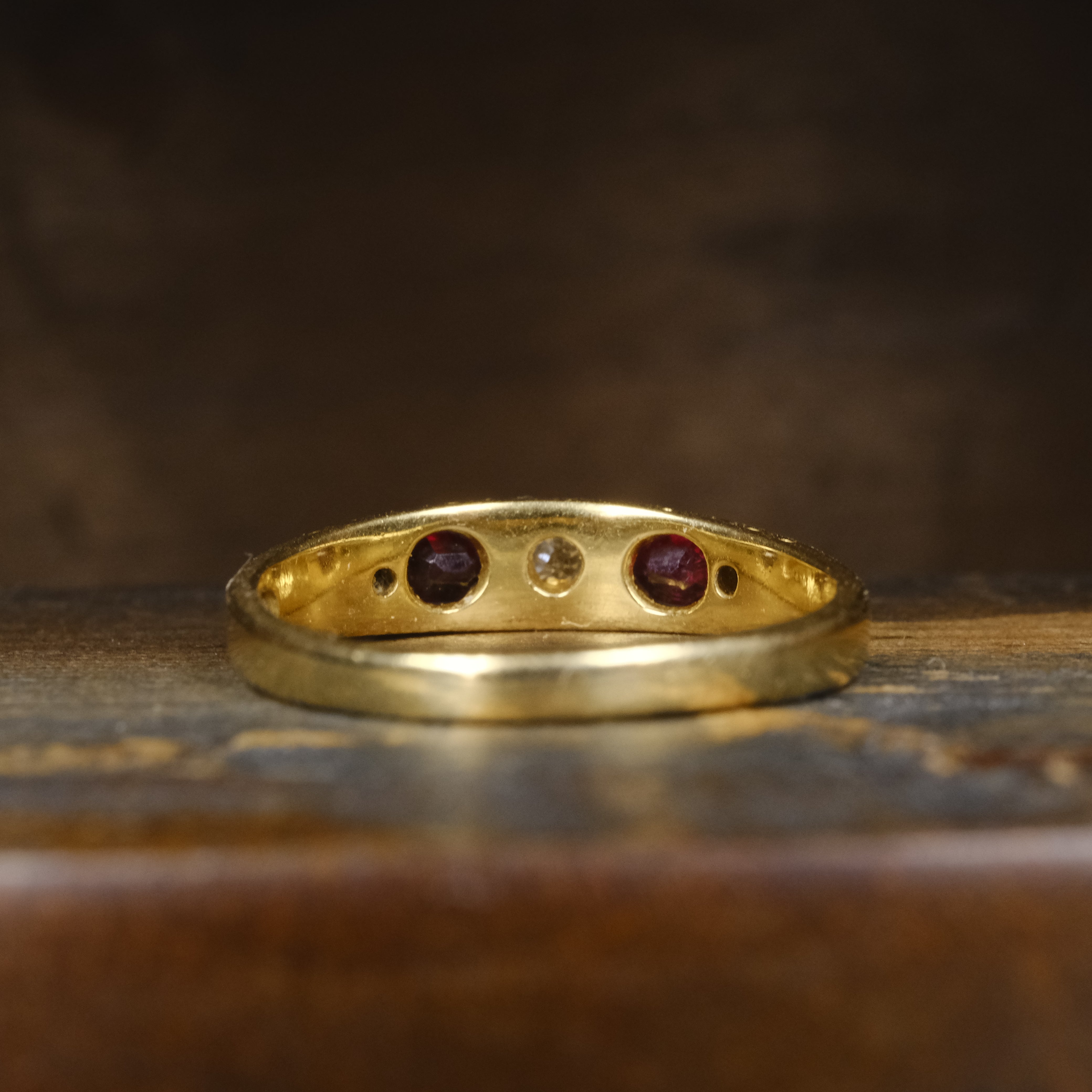 Antique, Victorian 18ct Gold, Old Cut Diamond & Ruby Ring, Chester Hallmark 1899