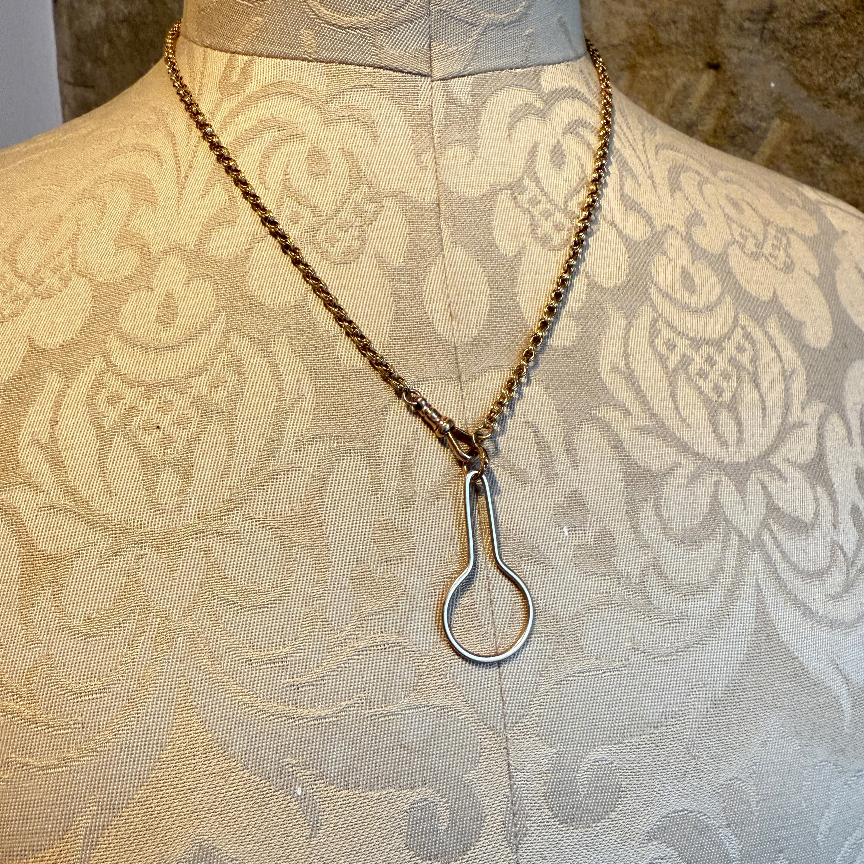 Antique, 18ct Gold Watch Chain, With Dog Clip & Button Hole Fob, c1900