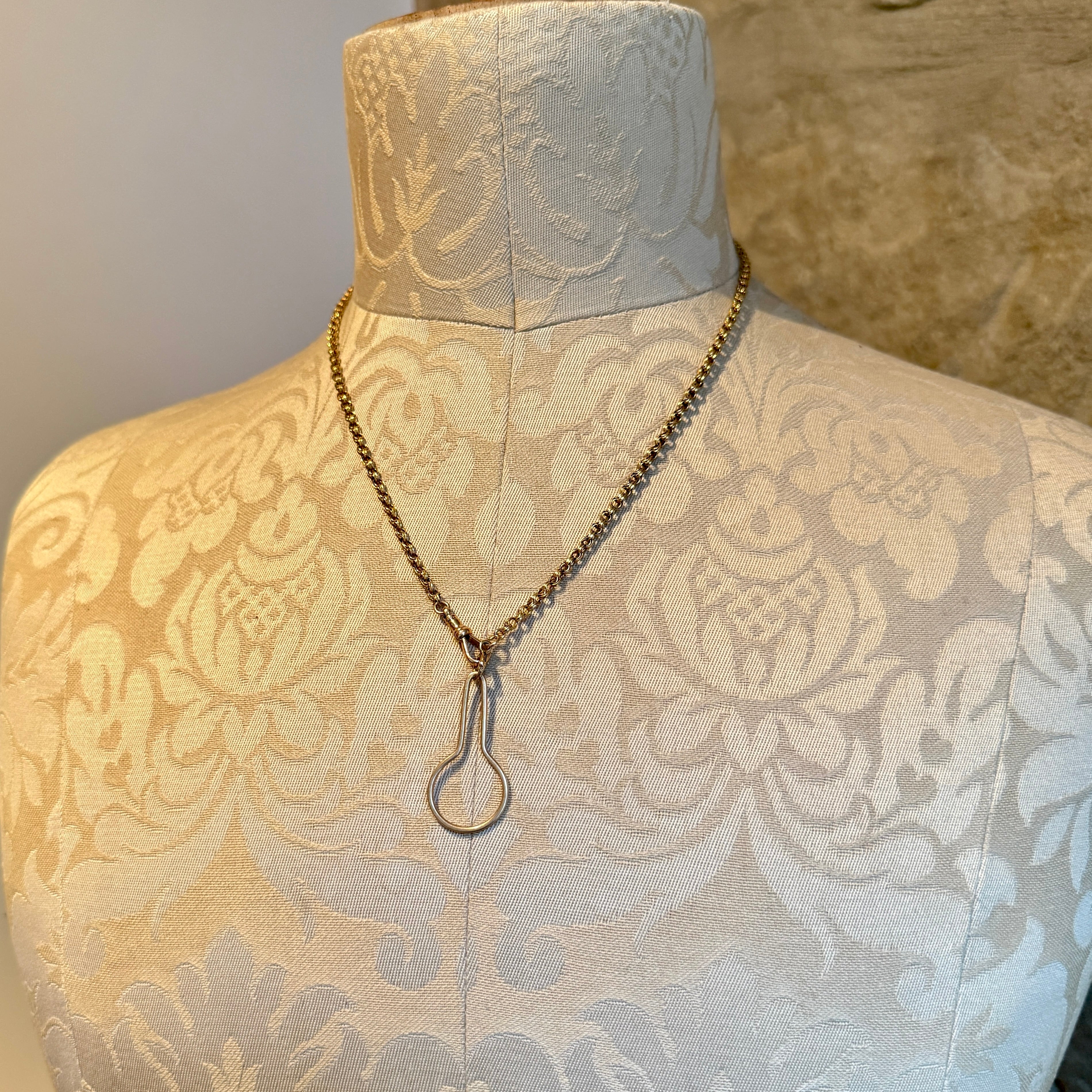 Antique, 18ct Gold Watch Chain, With Dog Clip & Button Hole Fob, c1900