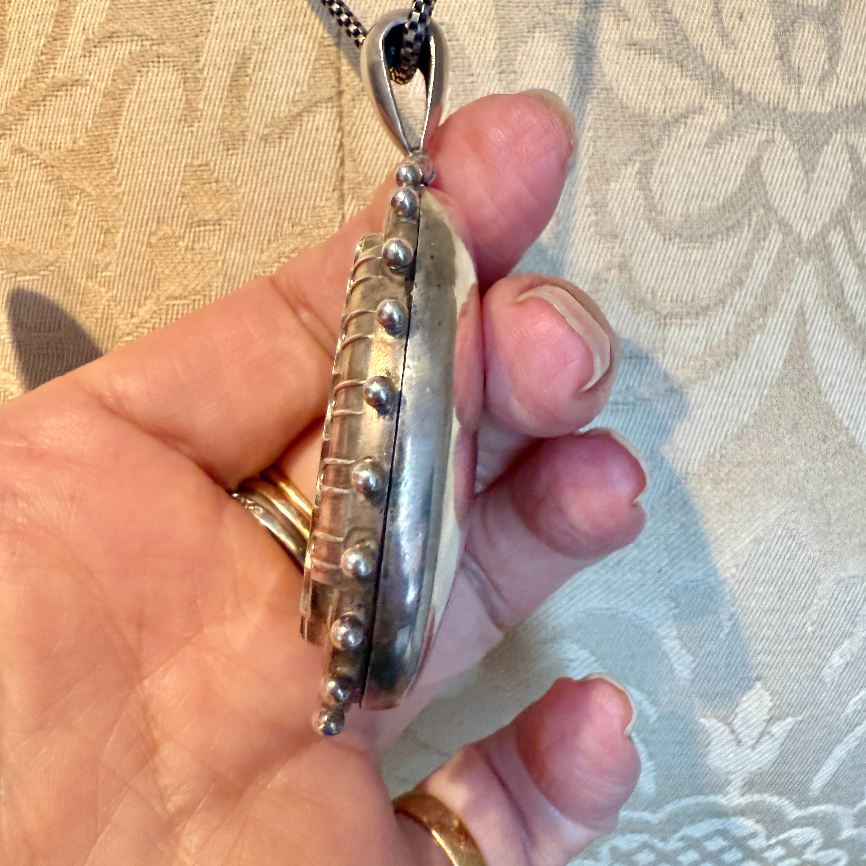 Victorian, Sterling Silver, Hand Engraved Locket
