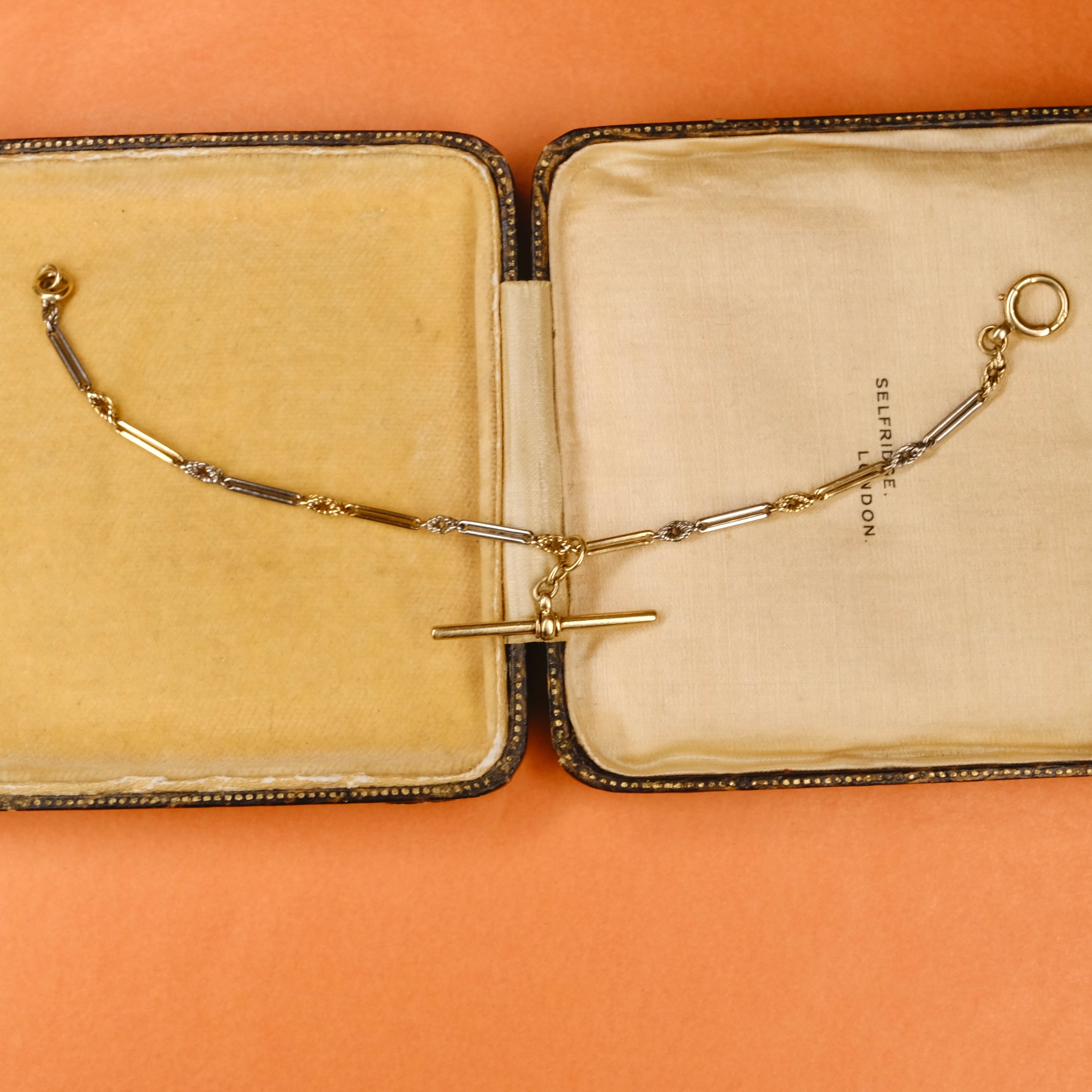 Antique 18ct Gold Watch Chain Bracelet, With Bolt Ring Clasp & T Bar, 8.5 Grams