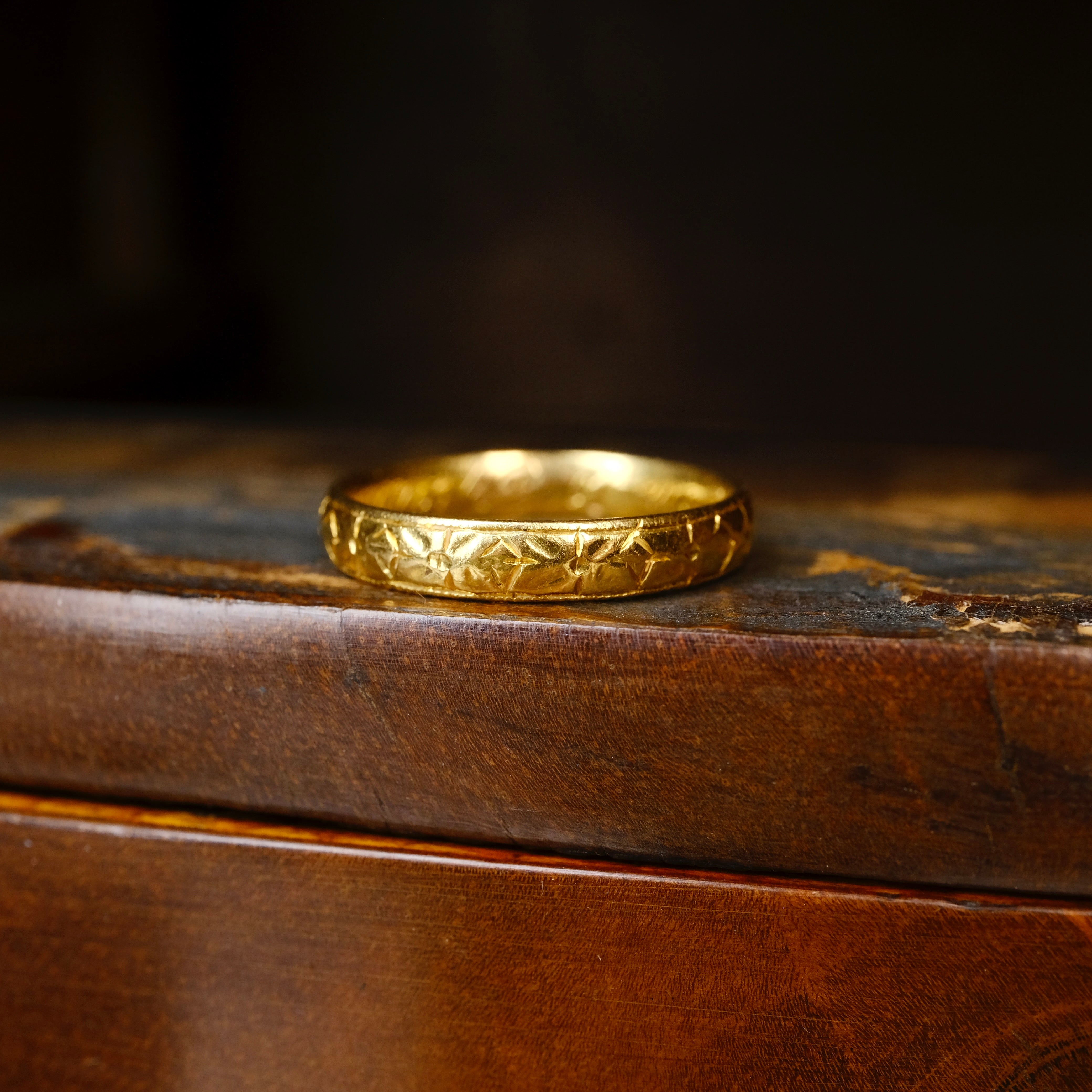 Antique, 1920s, 22ct Gold, Orange Blossom Wedding Band Ring