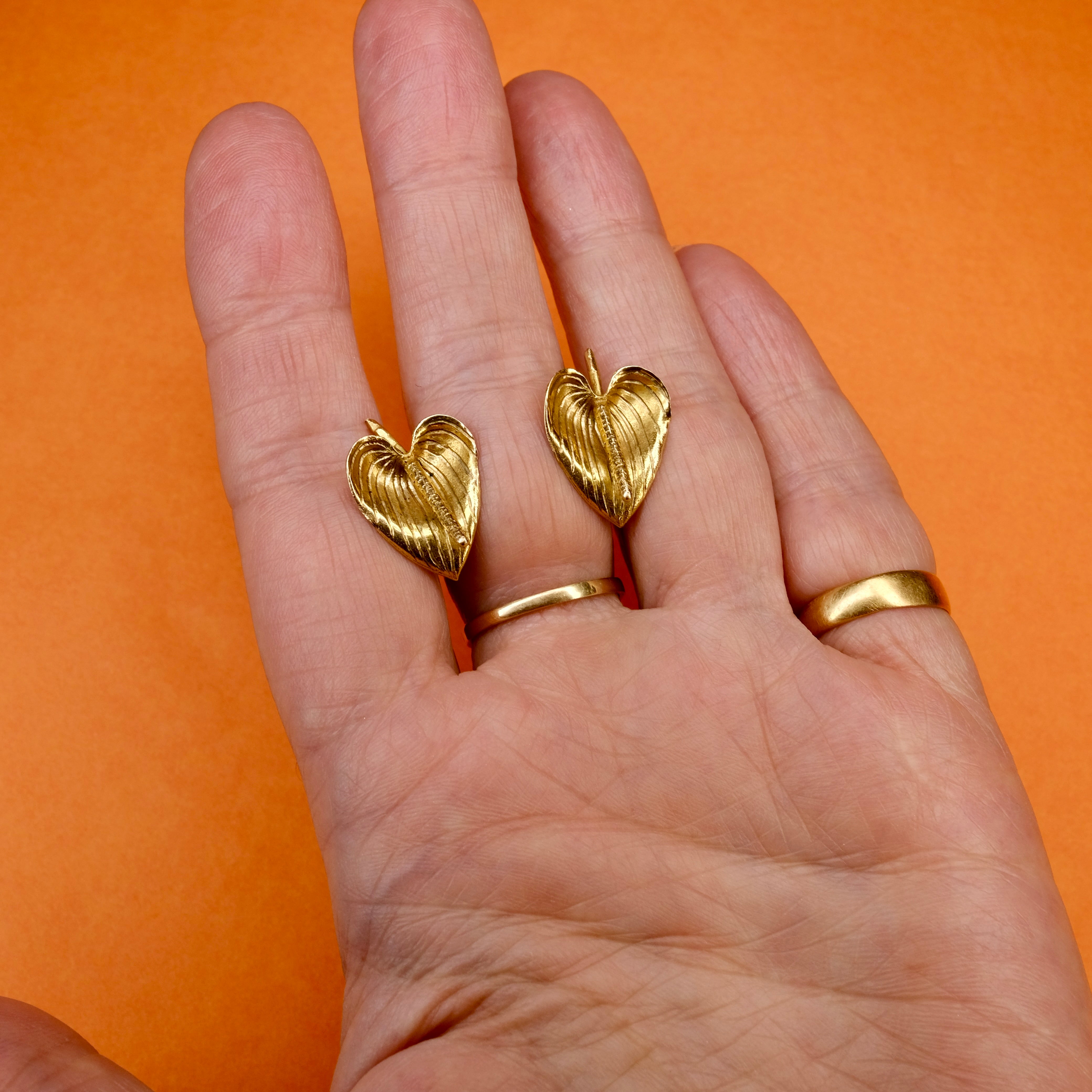 Mid 20th Century, 9ct Gold, Lily Screw Back Earrings