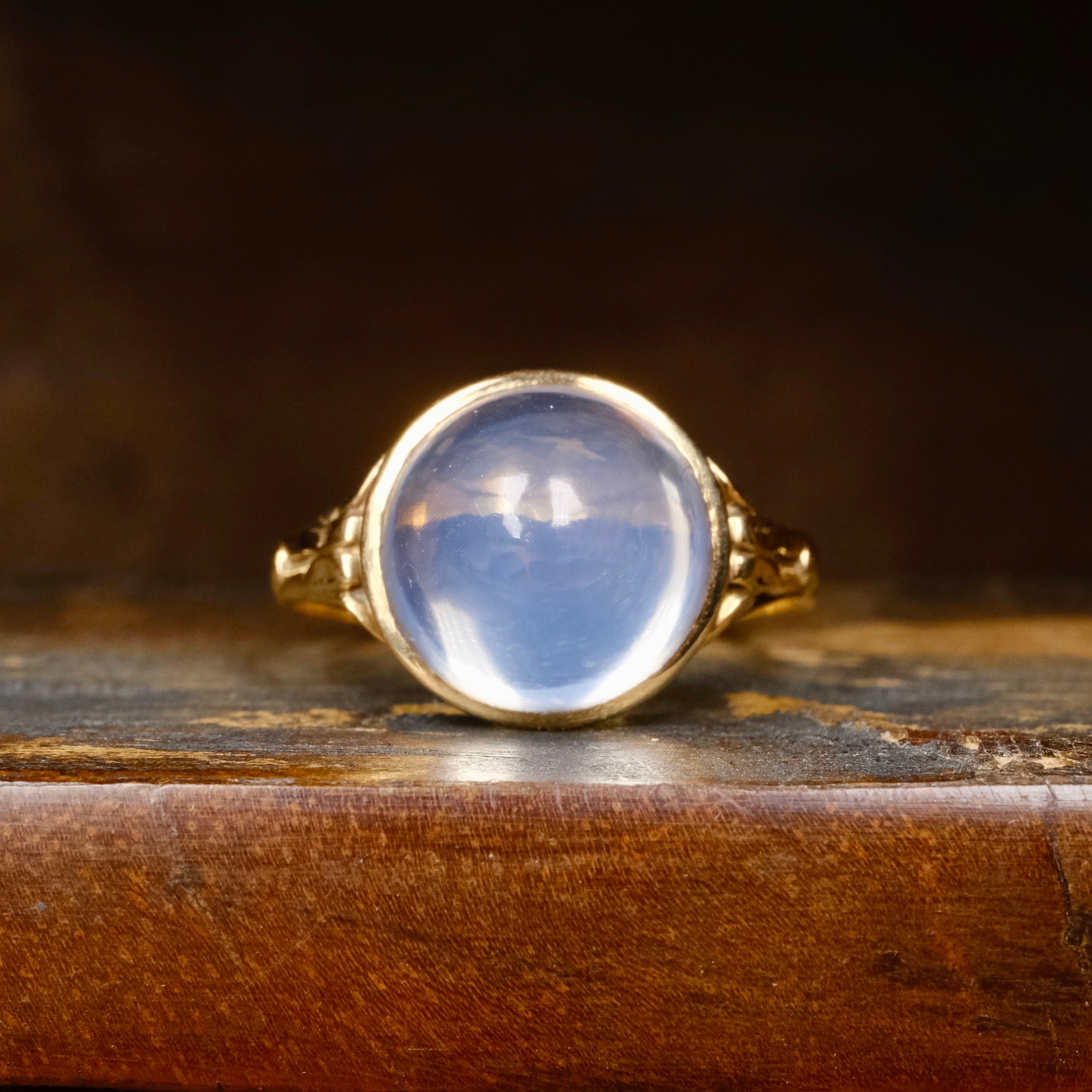 Vintage 1940s, 18ct Gold, Rock Crystal Quartz Cabochon, Solitaire Ring