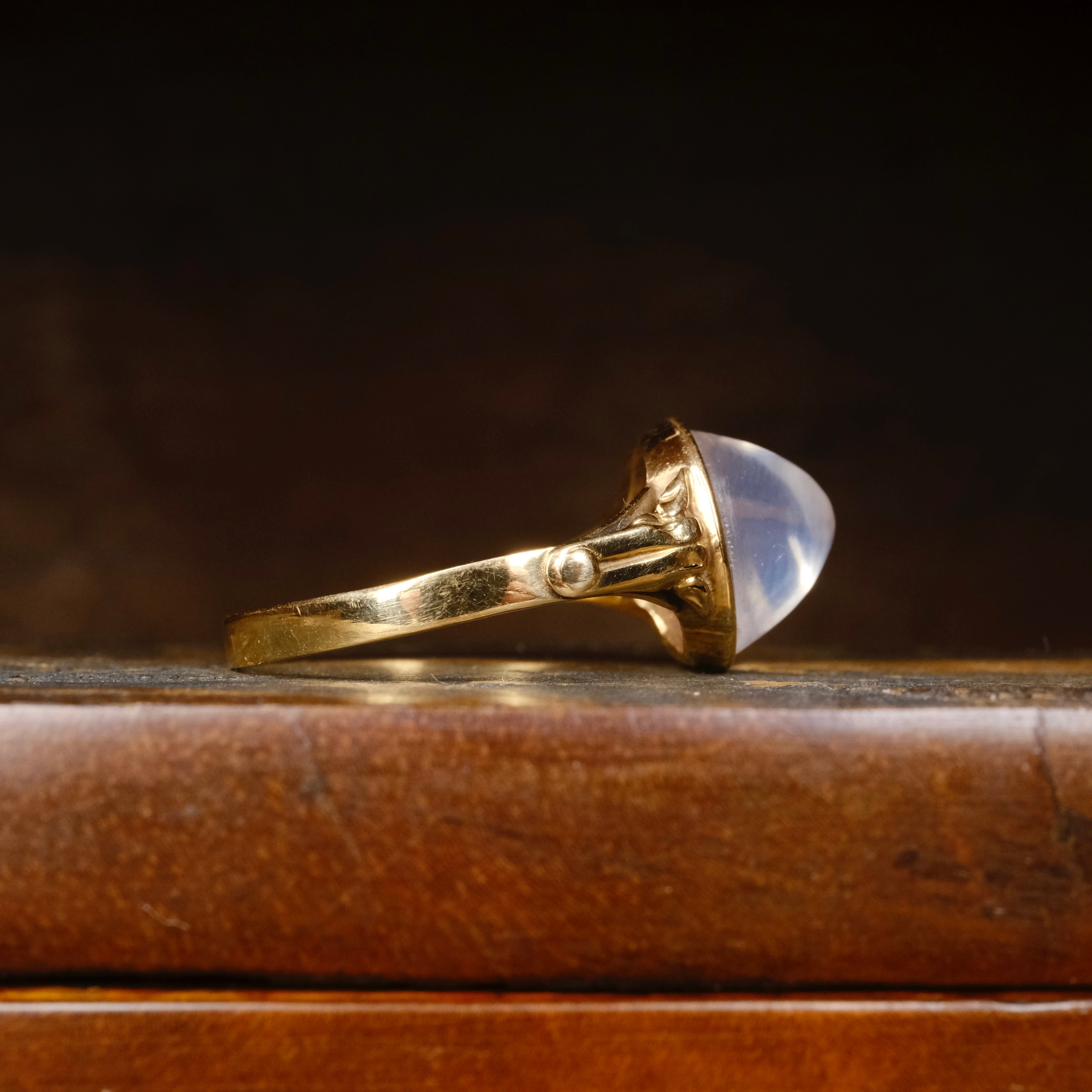 Vintage 1940s, 18ct Gold, Rock Crystal Quartz Cabochon, Solitaire Ring