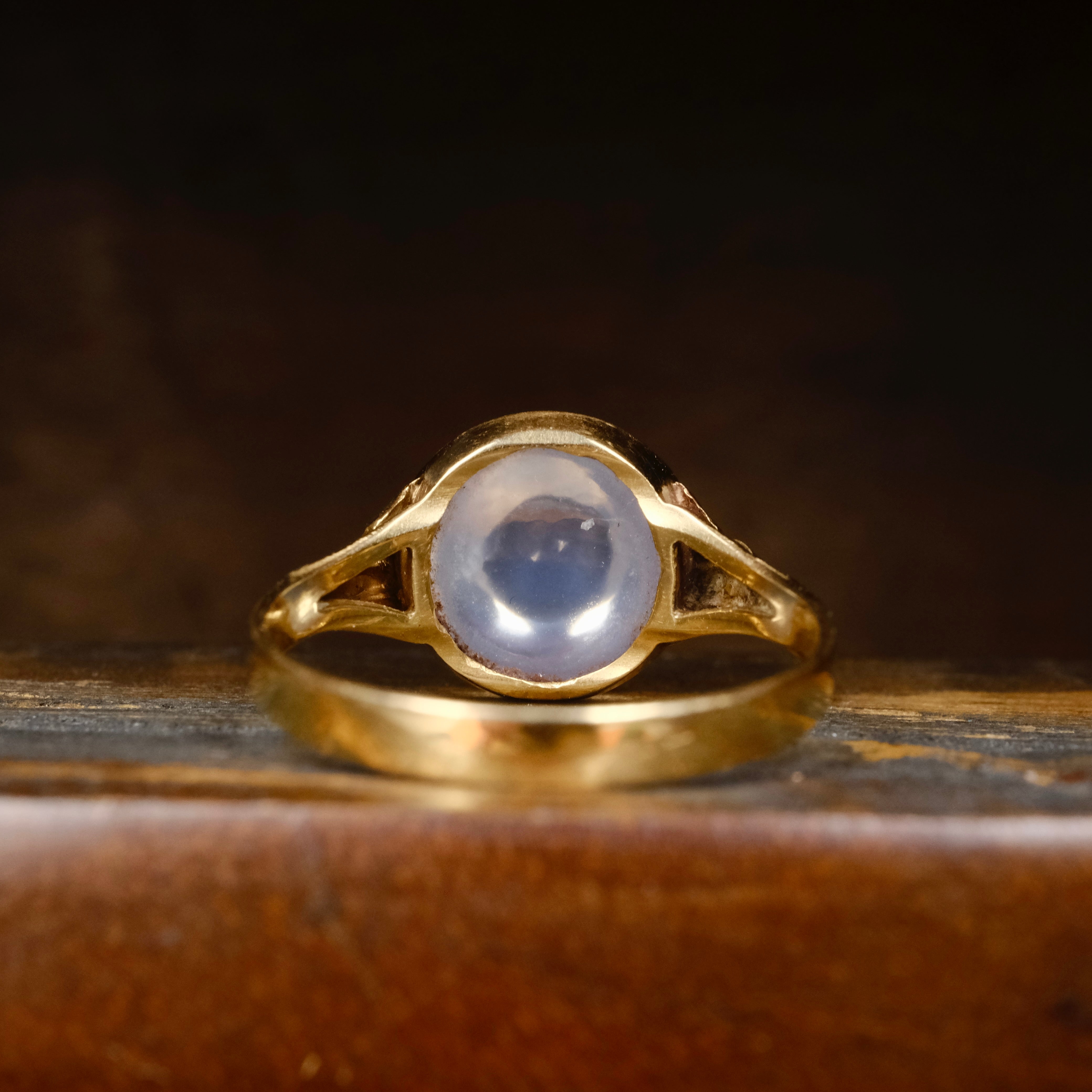 Vintage 1940s, 18ct Gold, Rock Crystal Quartz Cabochon, Solitaire Ring