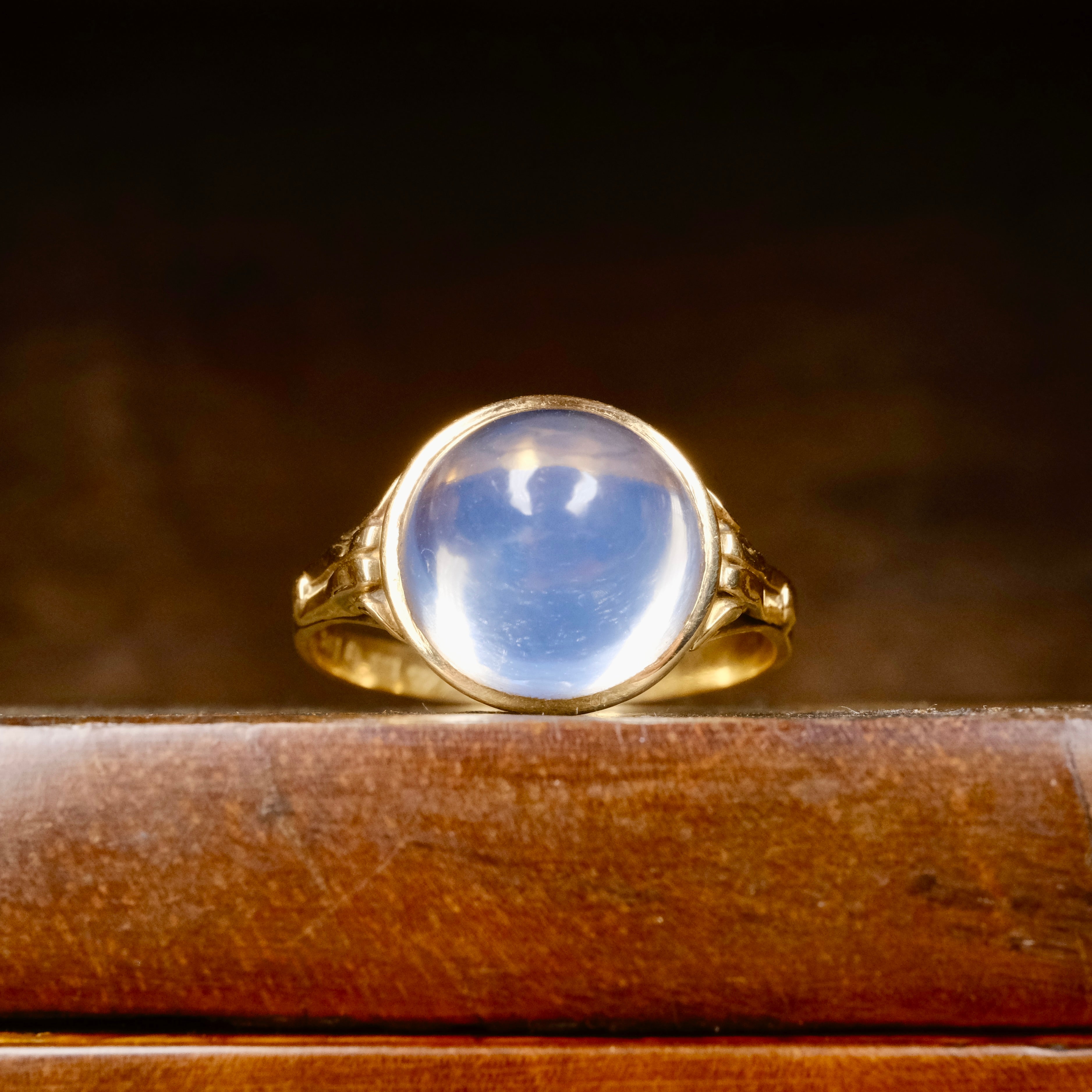 Vintage 1940s, 18ct Gold, Rock Crystal Quartz Cabochon, Solitaire Ring