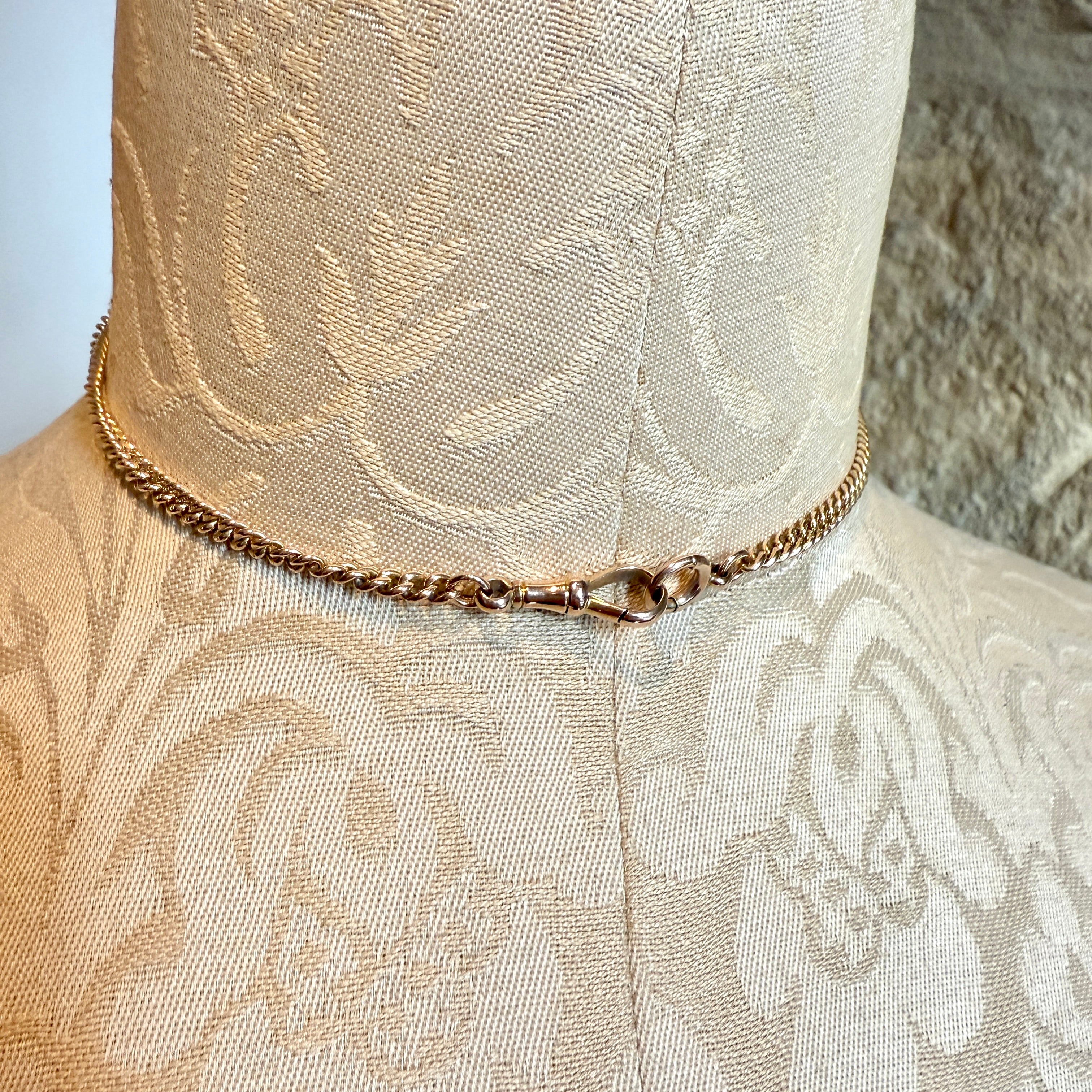 Antique 9ct Rose Gold, Double Albert Watch Chain, Necklace, 18.5 Grams