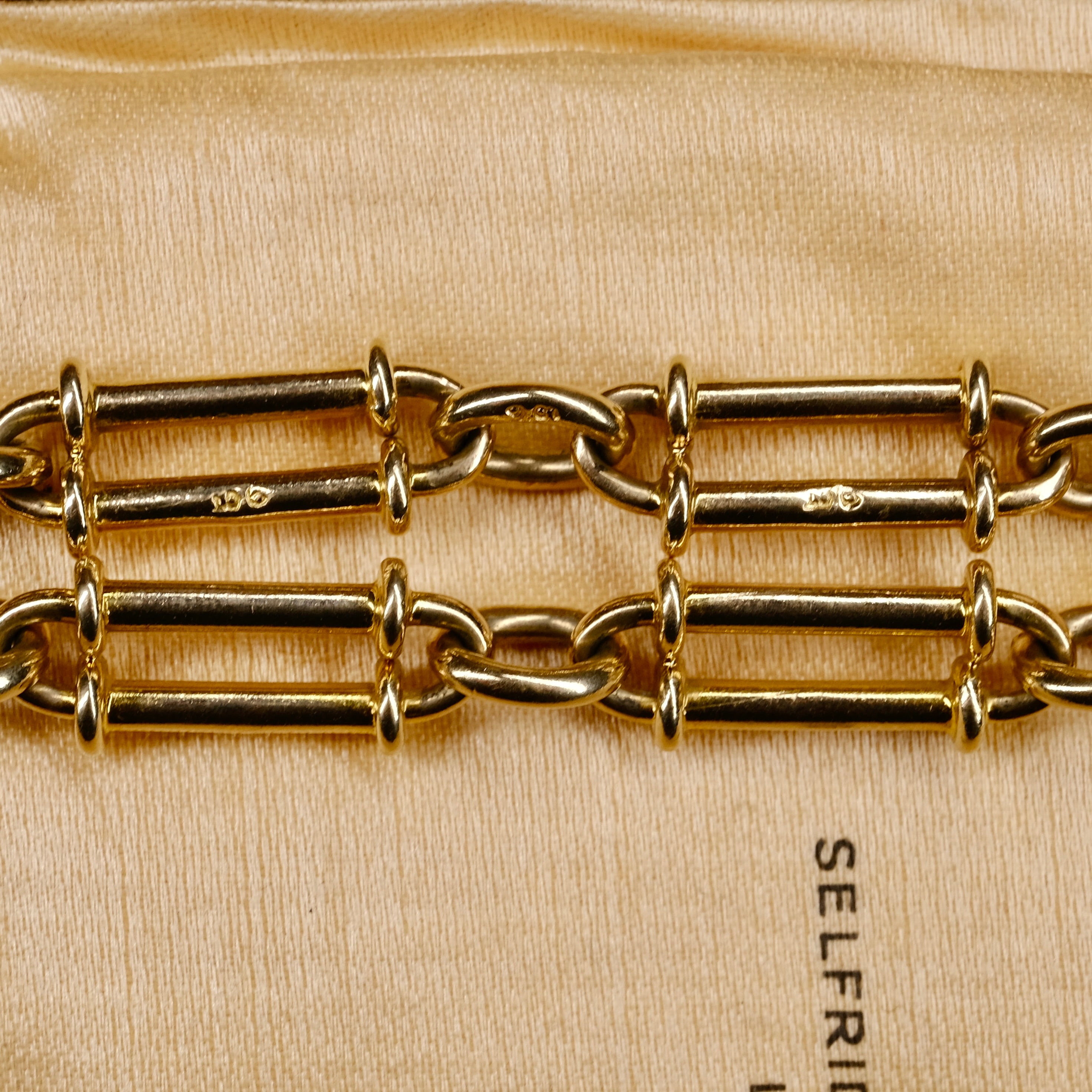 Antique 9ct Gold, Trombone Link Watch Chain Bracelet, With Dog Clip Clasp and T Bar, 22.3 Grams