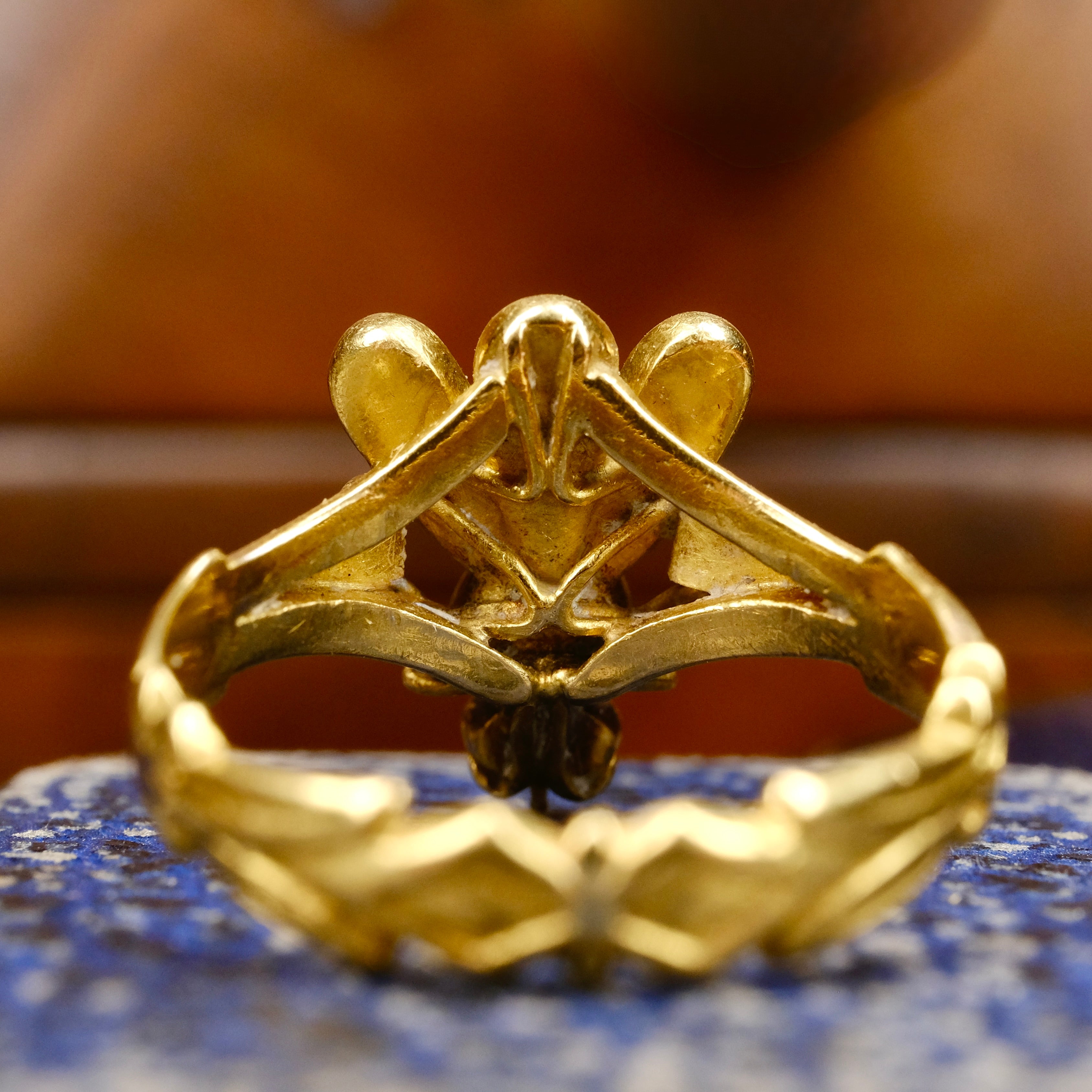 Very Rare Victorian 18ct Gold, Ruby & Turquoise Fly Ring