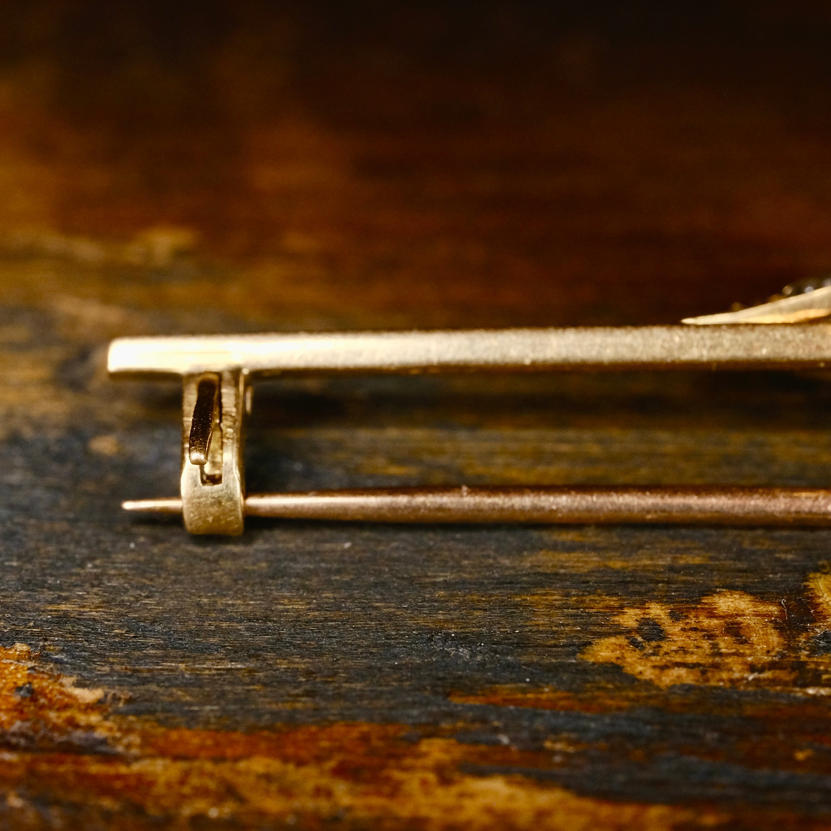 Edwardian, 15ct Gold, Old Cut Diamond & Pearl Clover Leaf Brooch