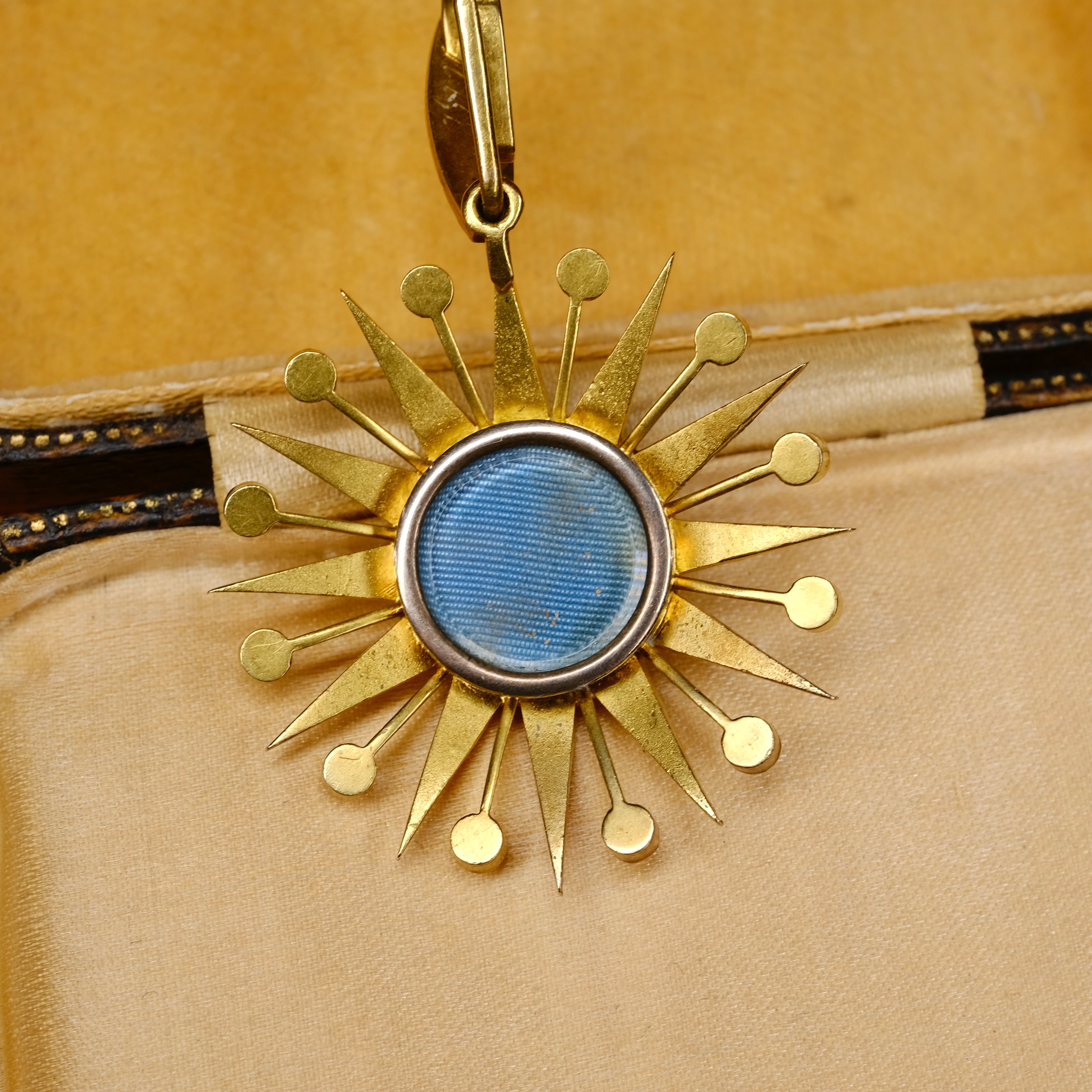 Victorian 15ct Gold & Seed Pearl Starburst Locket Pendant
