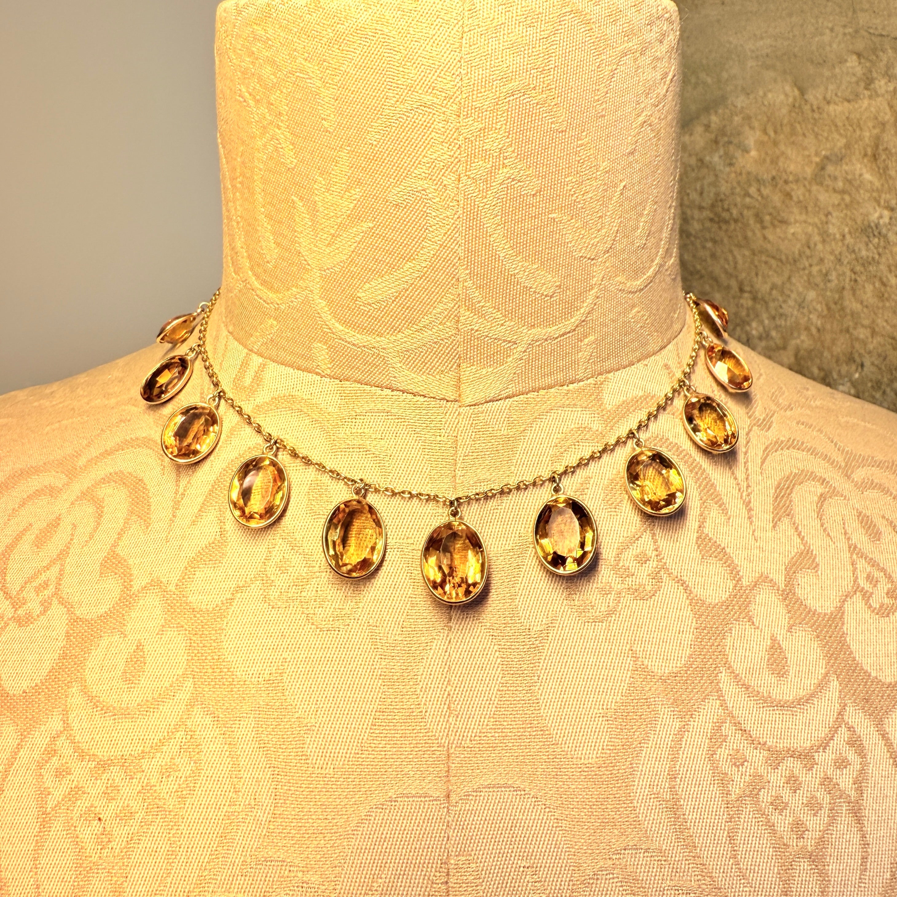 Antique 18ct Gold, Citrine Fringe Necklace