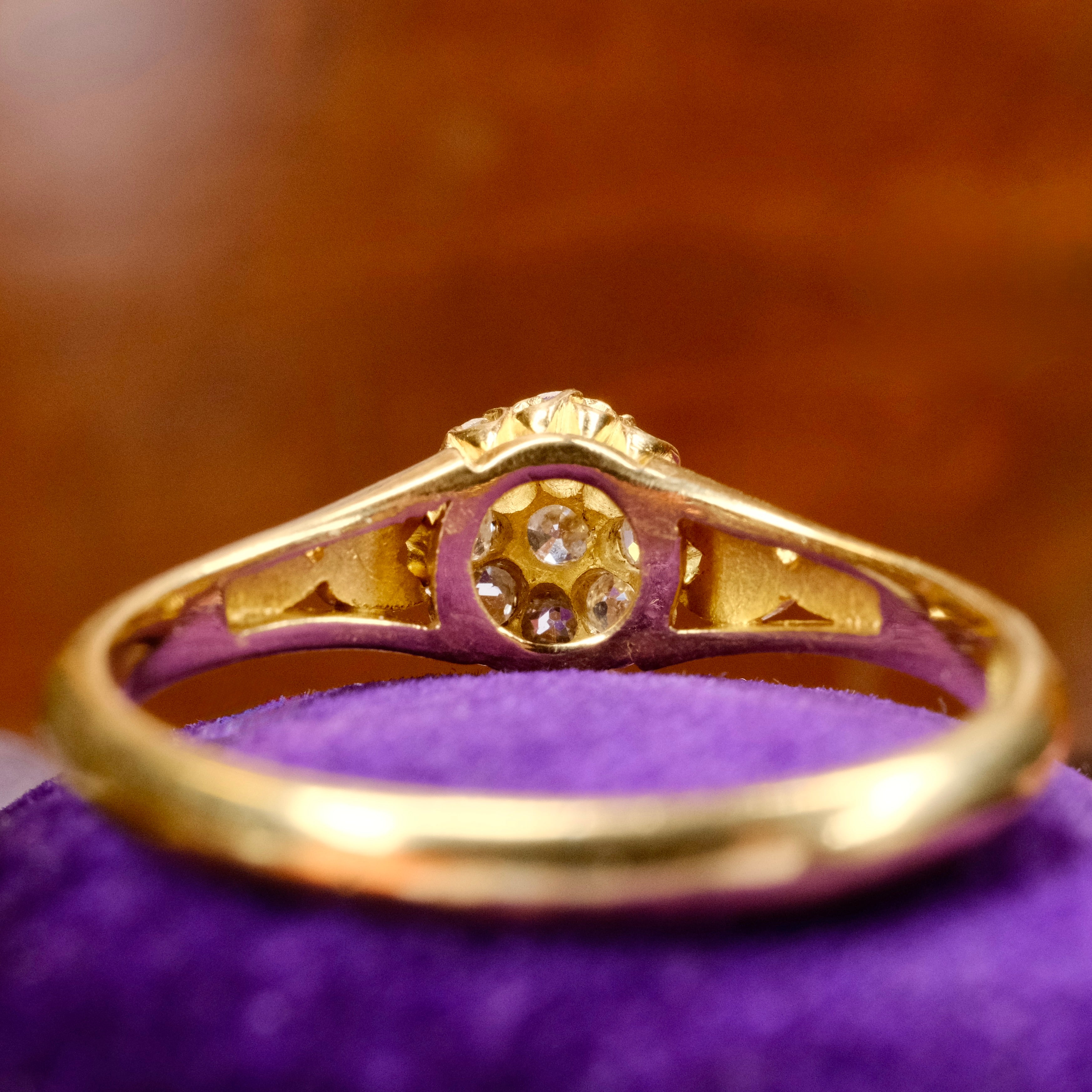 RESERVED 2nd and 3rd layaway payment Antique, Victorian, 18ct Gold, Old Mine Cut Diamond Cluster Ring (Copy)