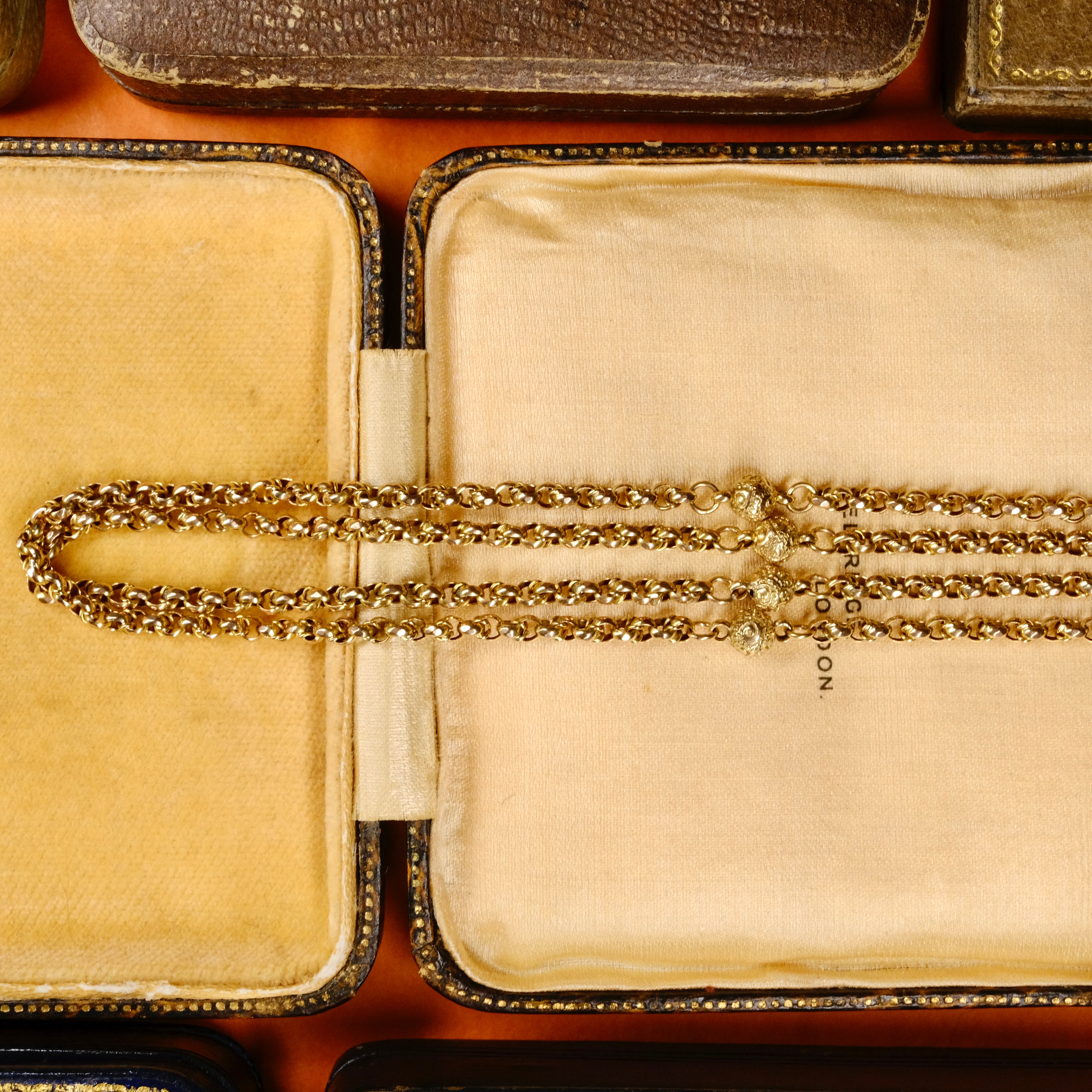 Antique, Victorian 9ct Gold, Guard Chain, Ornate Ball Spacer, Necklace, 27 grams