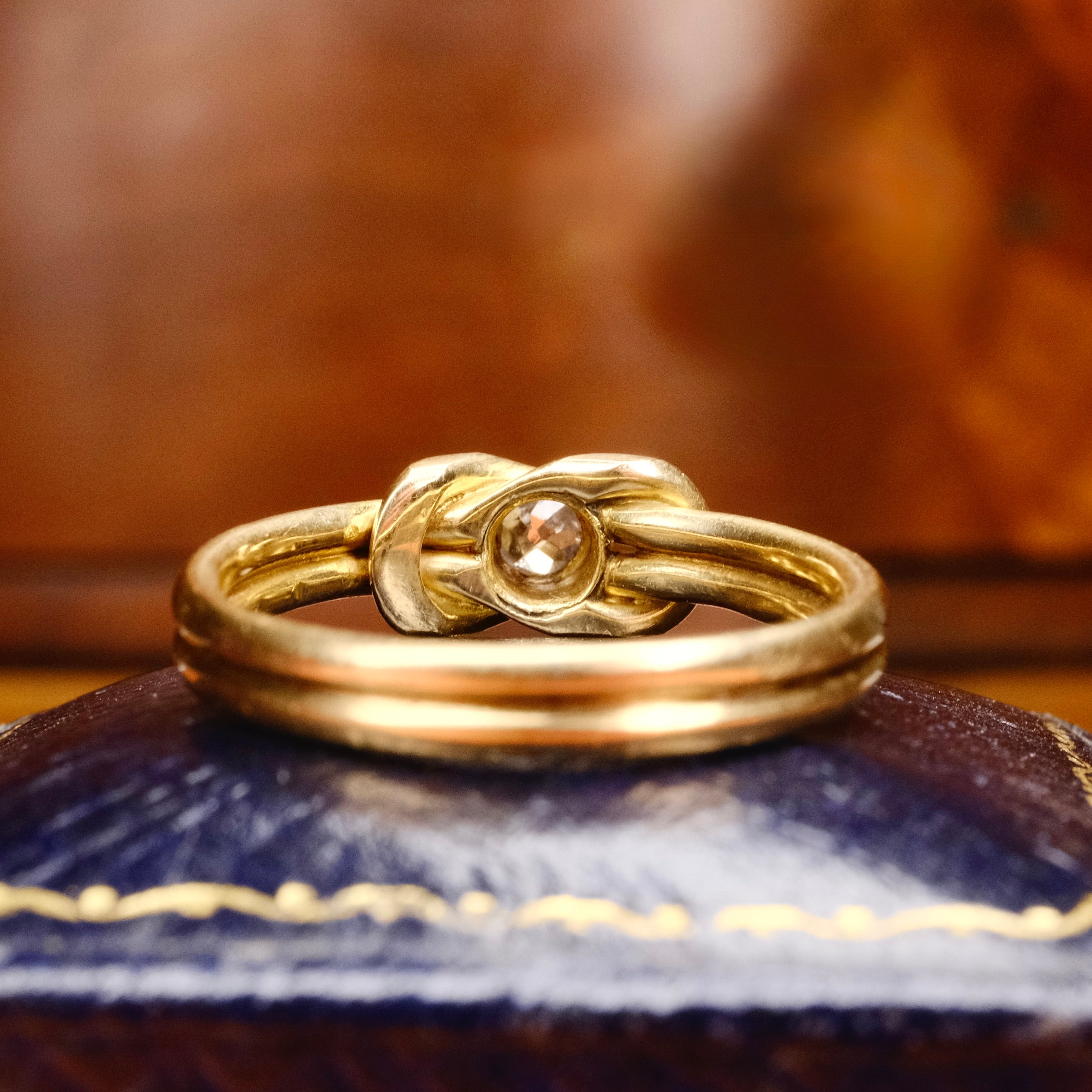 Antique, Victorian 18ct Gold, Old Mine Cut Diamond, Knot Ring, Hallmarked 1895