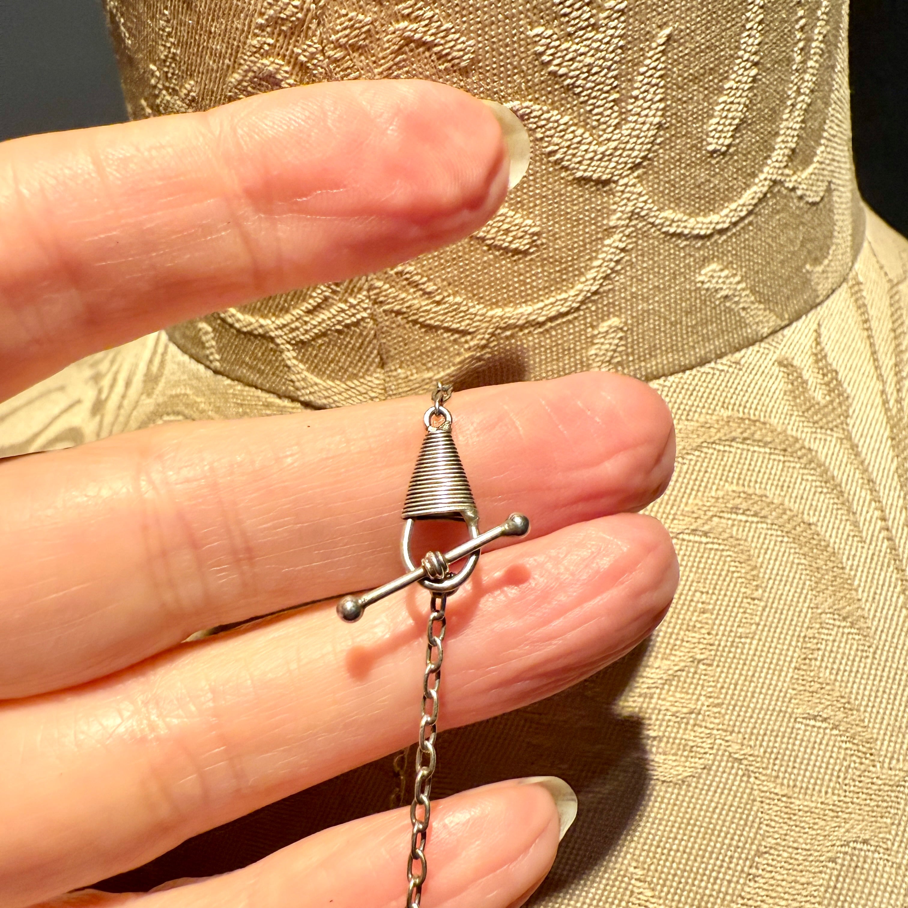 Antique, Victorian Silver & Turquoise floral Swag Festoon Necklace