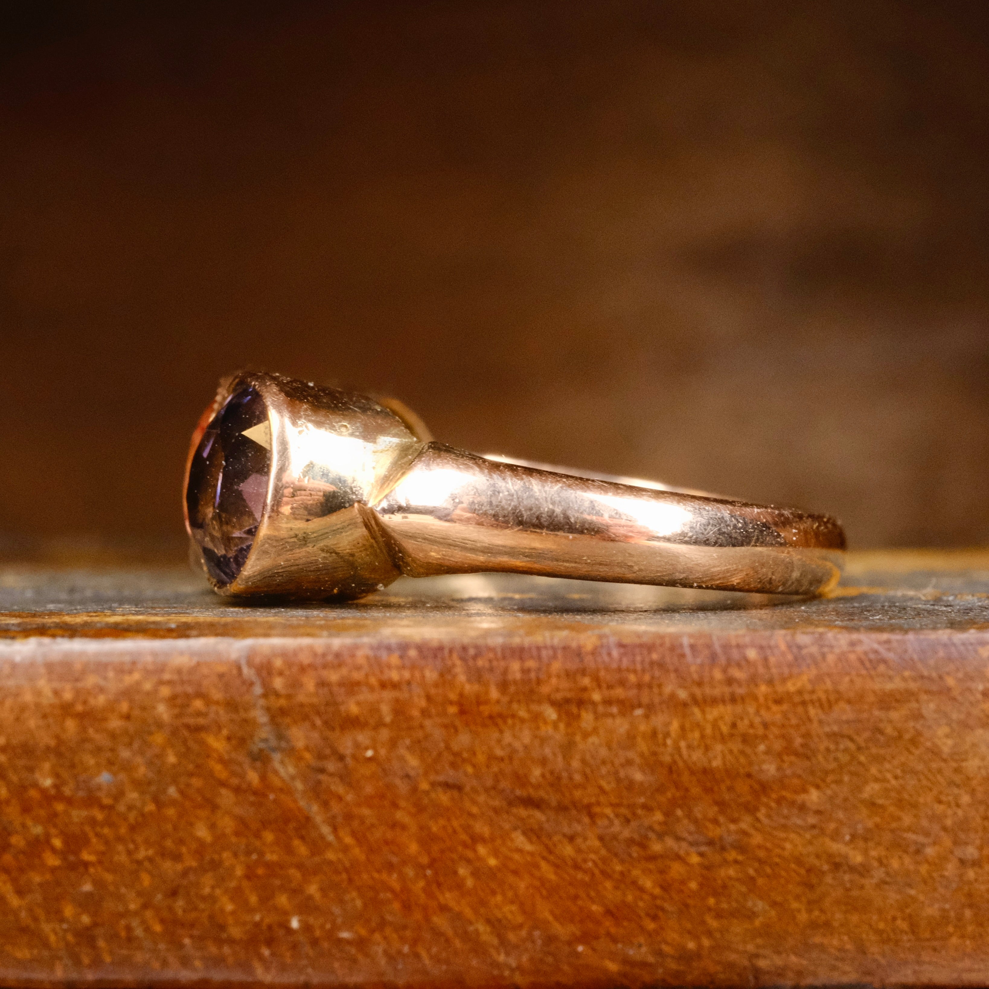 Antique, 9ct Gold, Bezel Set Topaz Trilogy ring