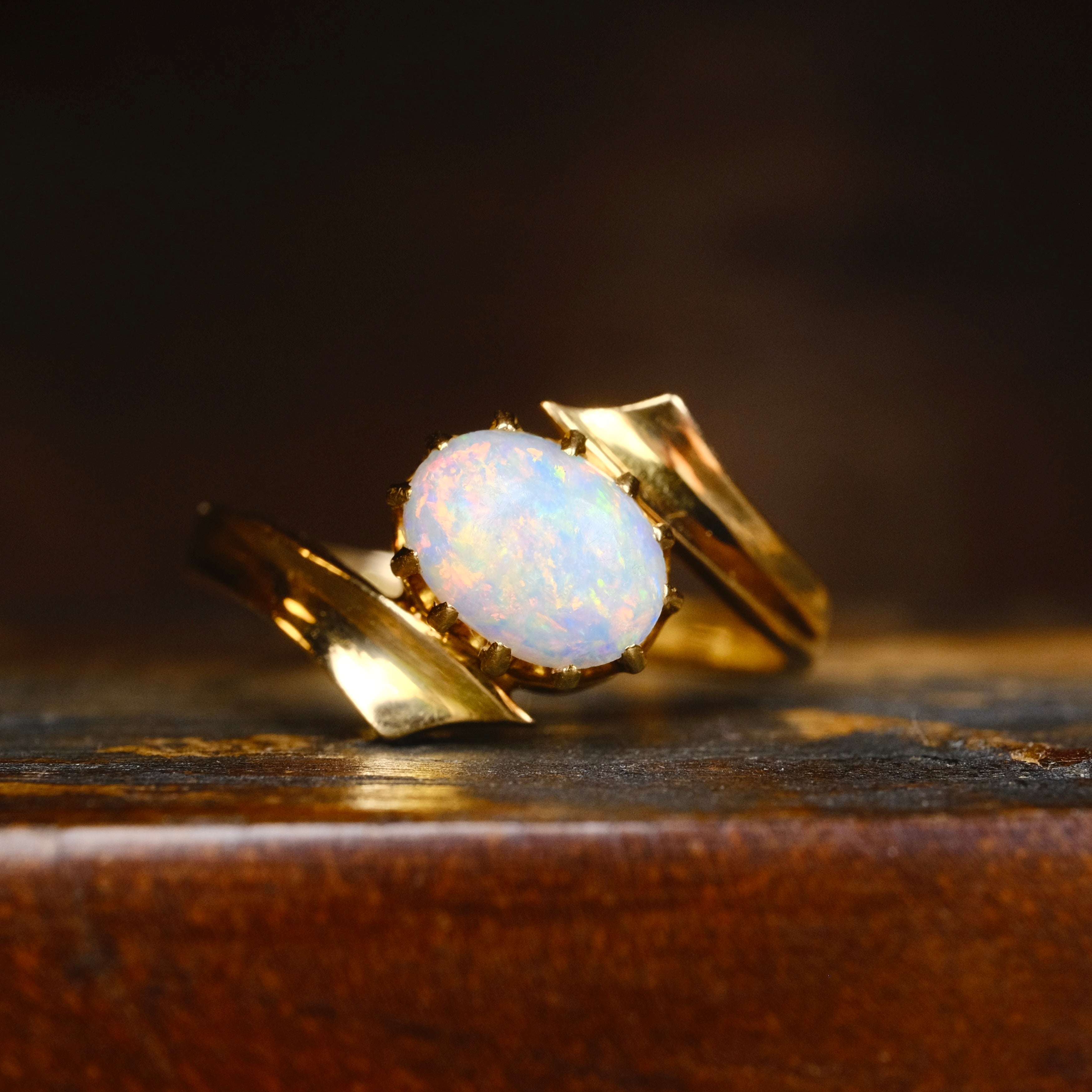 Antique Edwardian 18ct Gold, Opal Solitaire Ring, Chester Hallmark 1905