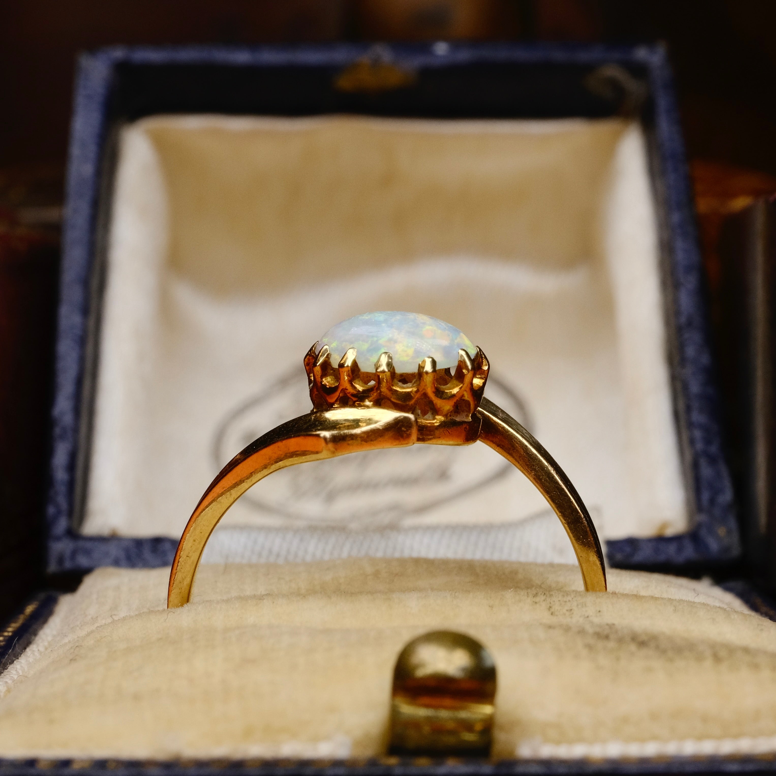 Antique Edwardian 18ct Gold, Opal Solitaire Ring, Chester Hallmark 1905
