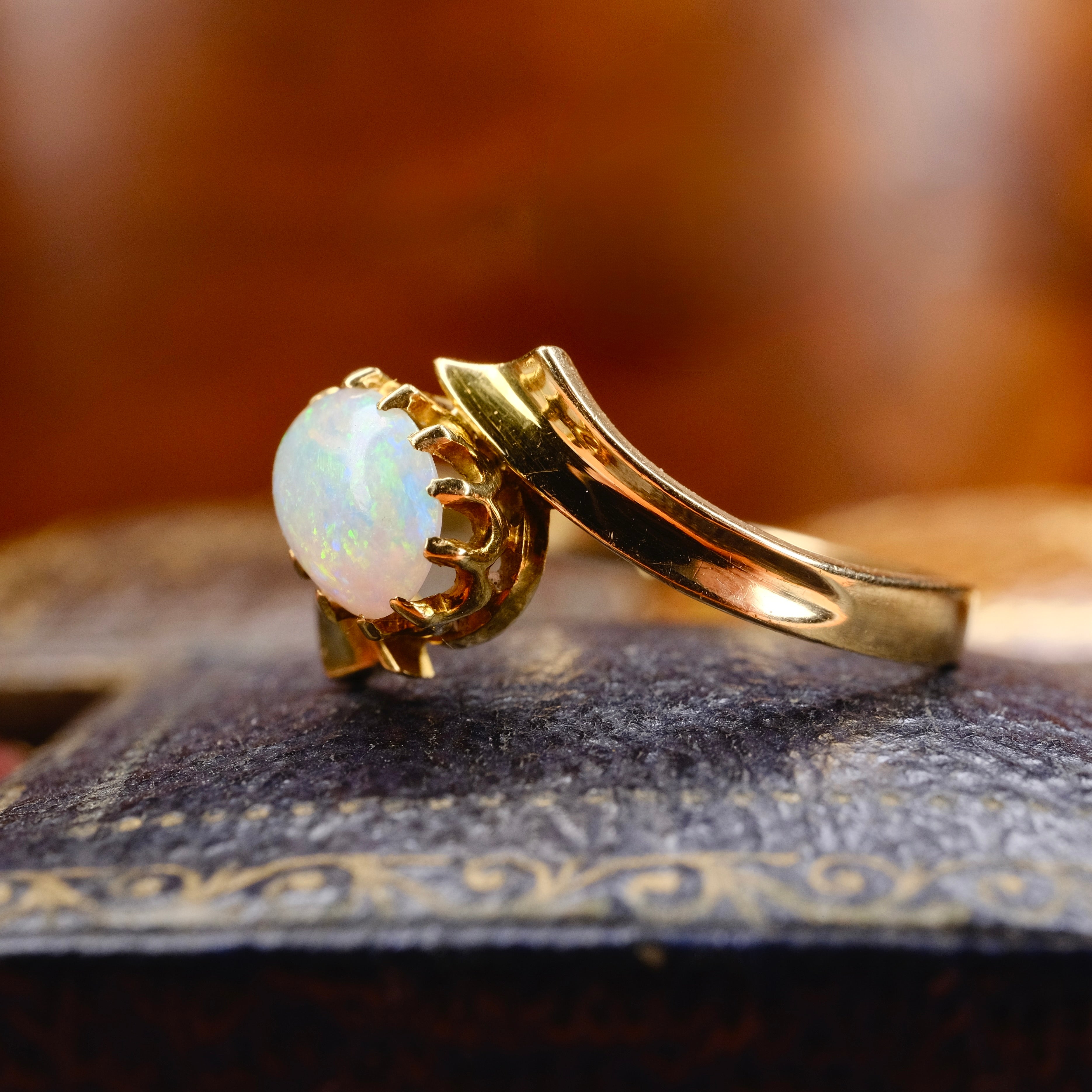 Antique Edwardian 18ct Gold, Opal Solitaire Ring, Chester Hallmark 1905