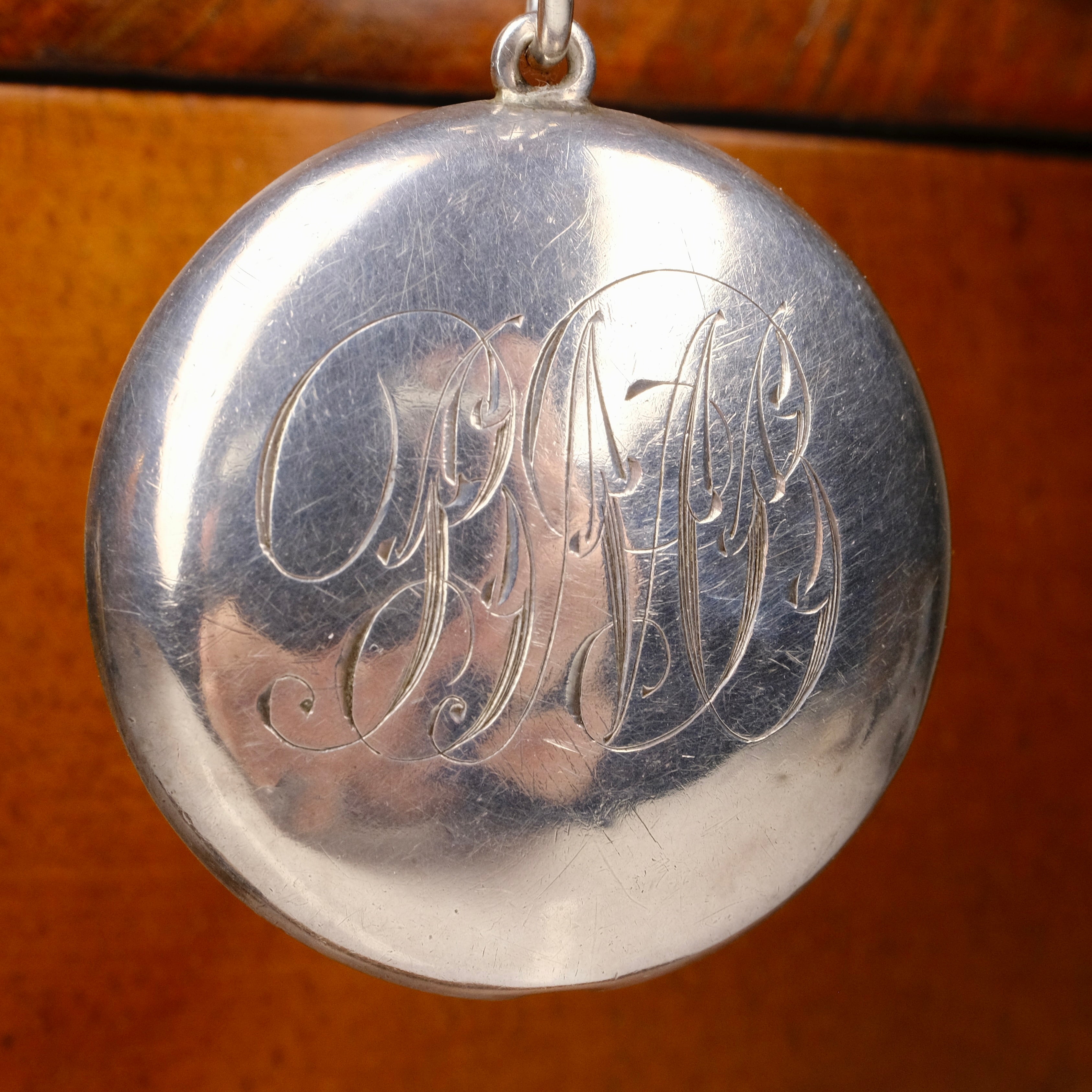 Antique, Art Deco Sterling Silver & Enamel Compact, Locket, Pendant