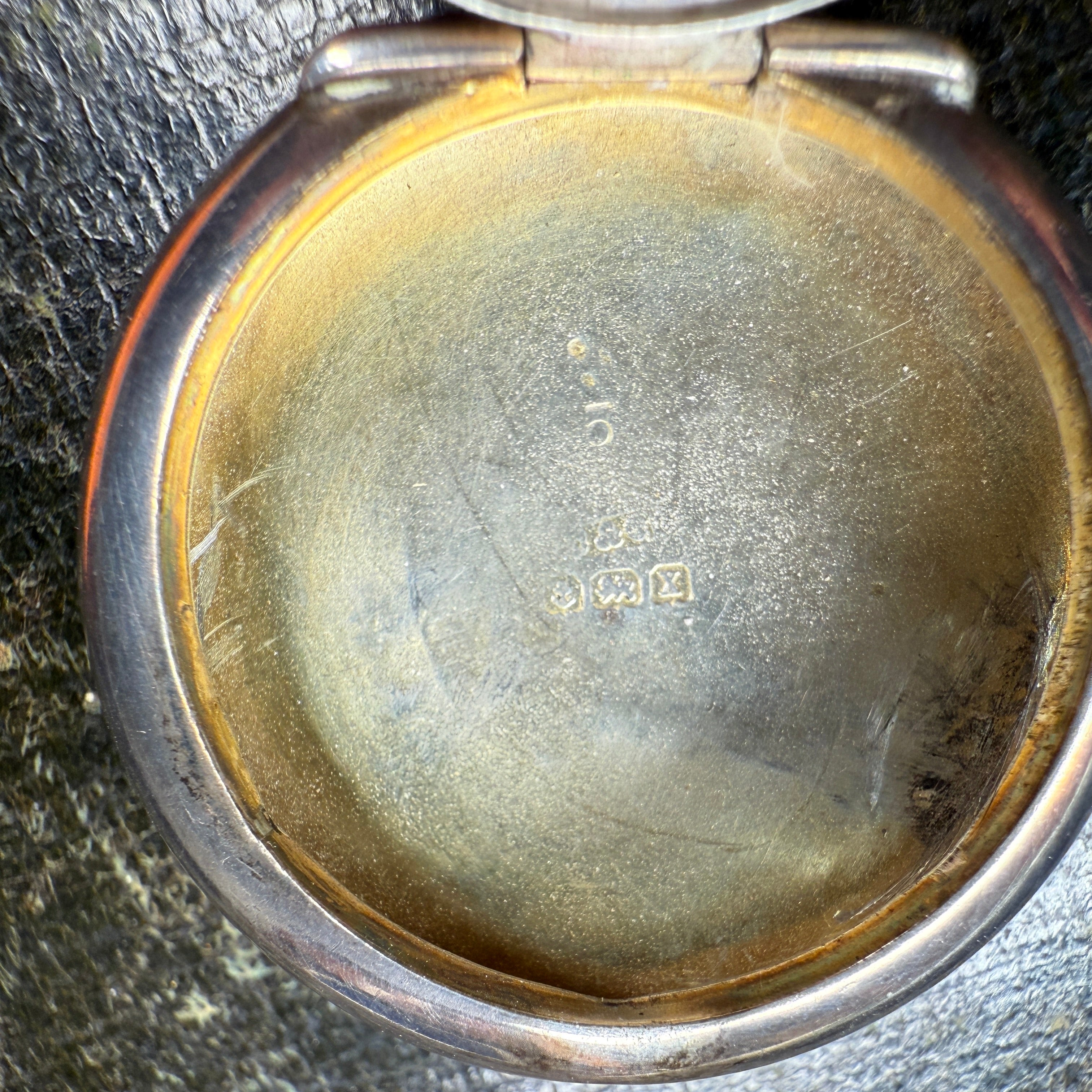 Antique, Art Deco Sterling Silver & Enamel Compact, Locket, Pendant