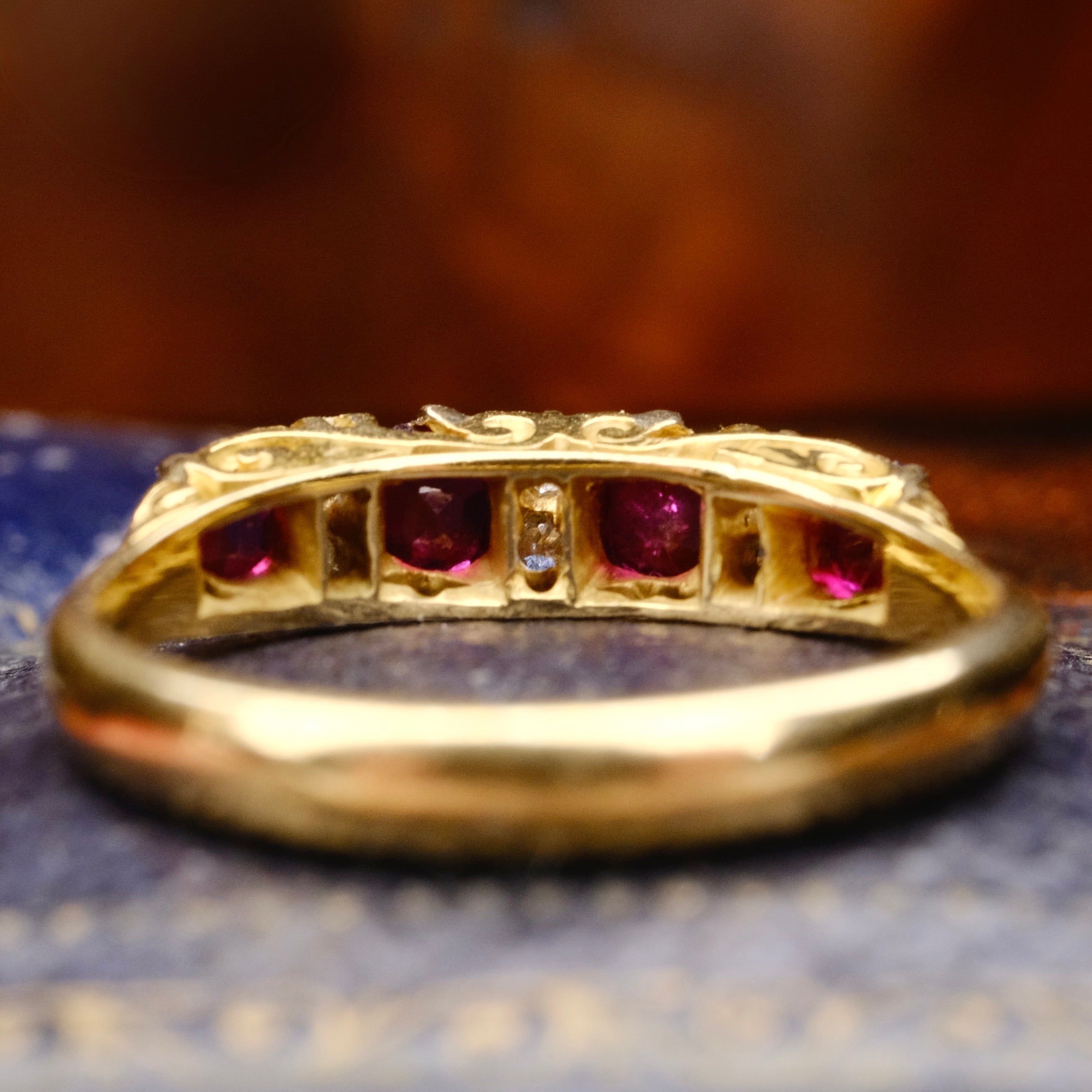 Antique 18ct Gold, Natural Ruby & Old Cut Diamond Ring