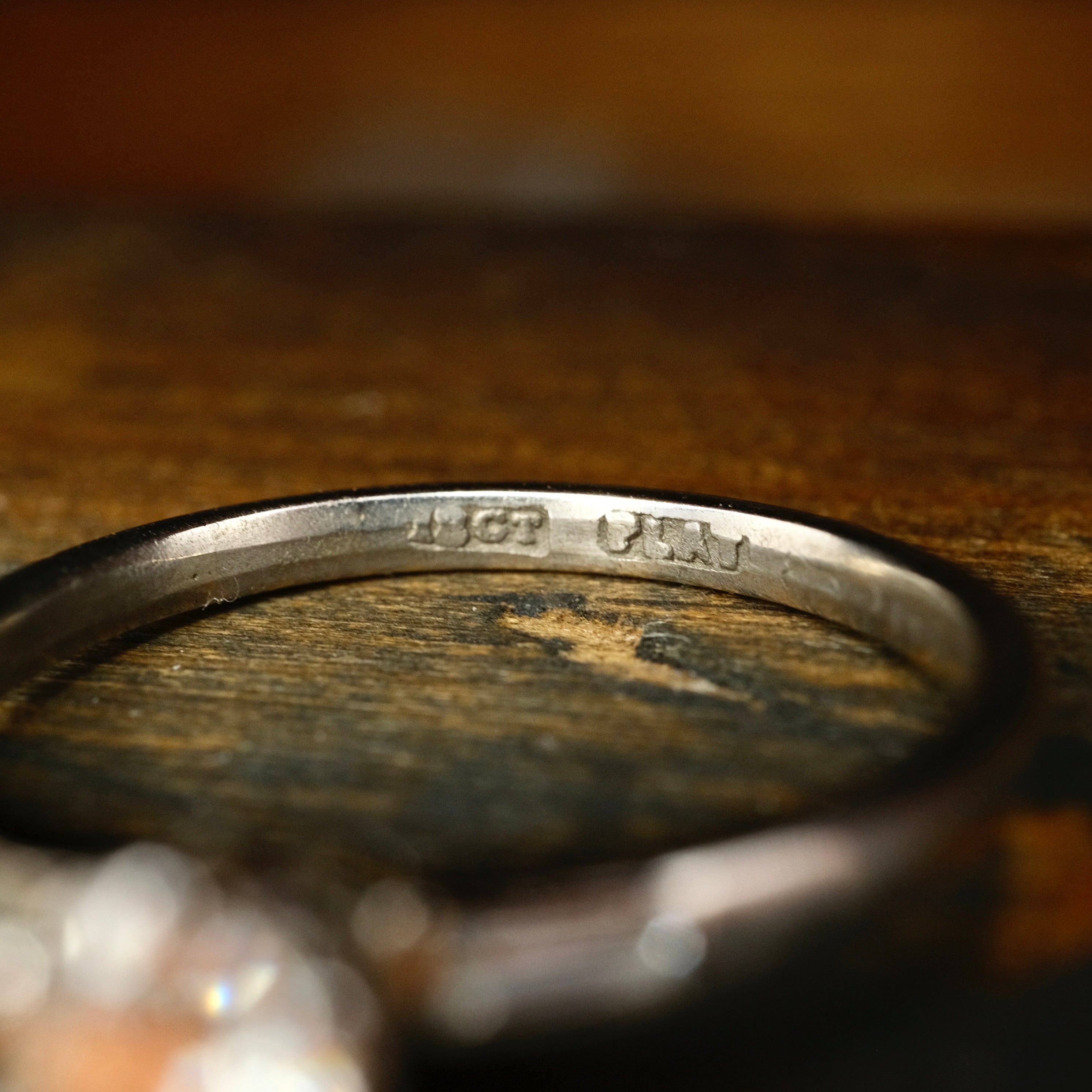 Original Art Deco, 18ct White Gold and Platinum, Diamond Solitaire Ring With Diamond Baguette Shoulders