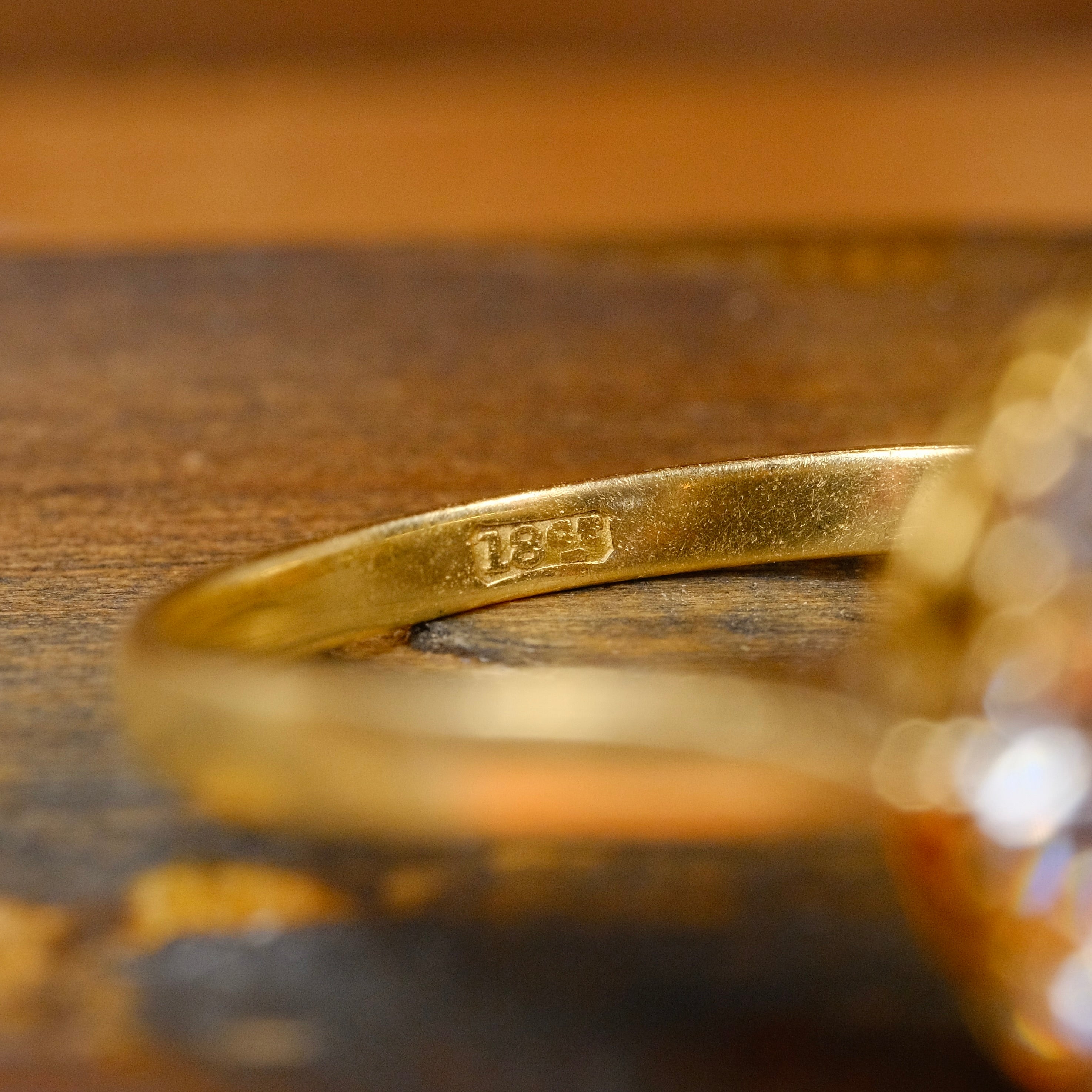 Antique, Victorian 18ct Gold, Unheated Sapphire & Old Cut Diamond Cluster Ring in Antique Heart Ring Box