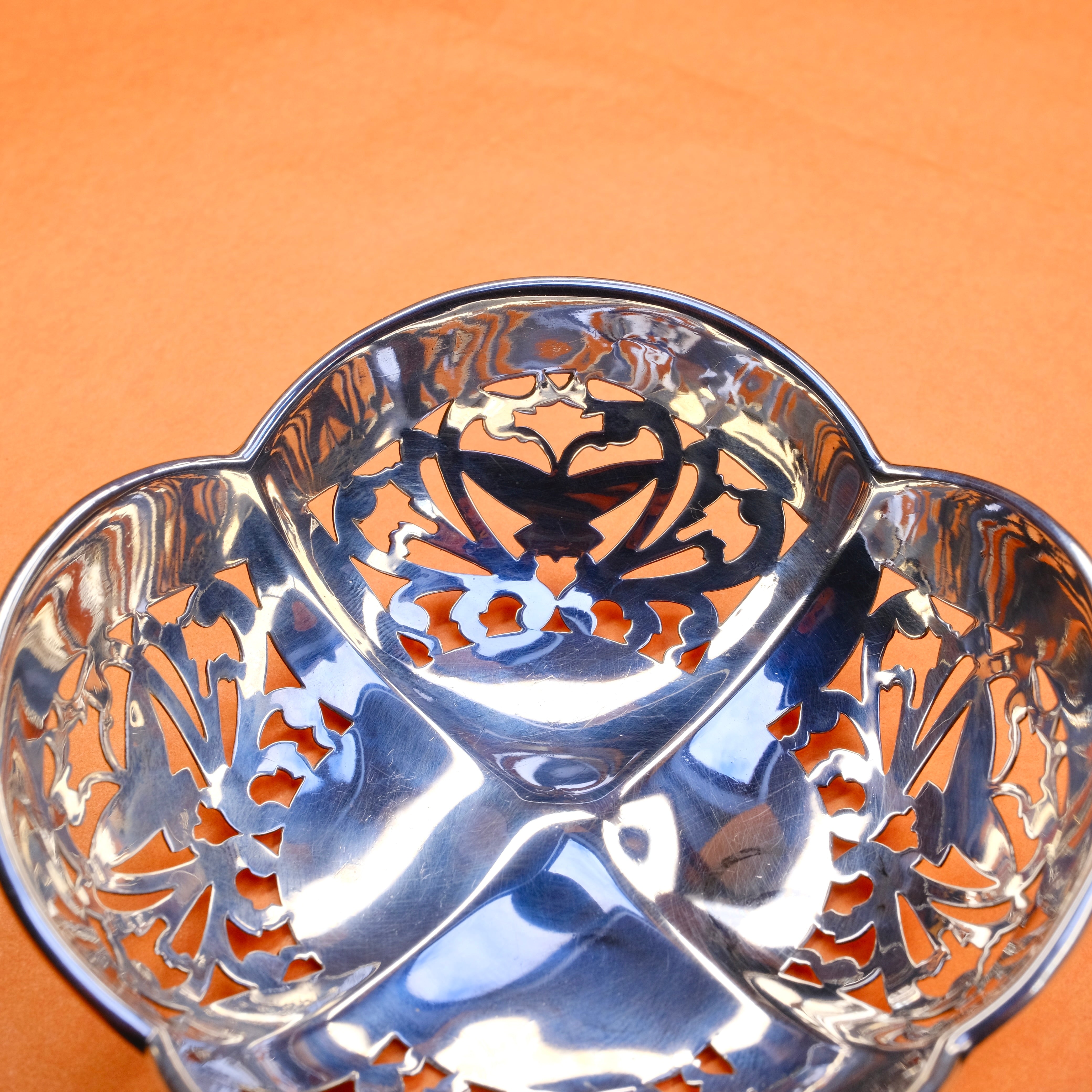 Antique Sterling Silver Butterfly Trinket Dish, William Devenport, Hallmarked in 1926