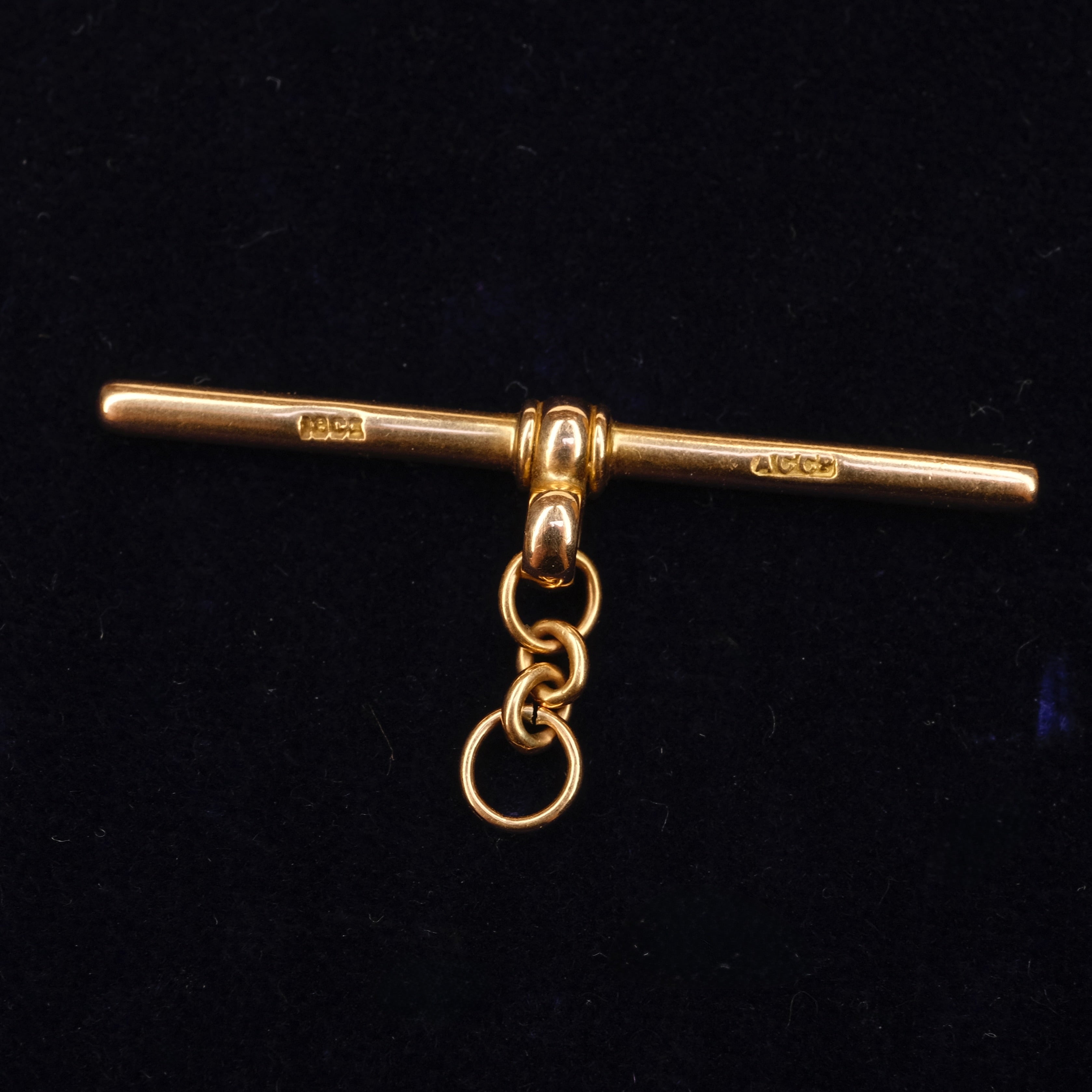Antique 18ct Gold, Watch Chain T Bar Pendant