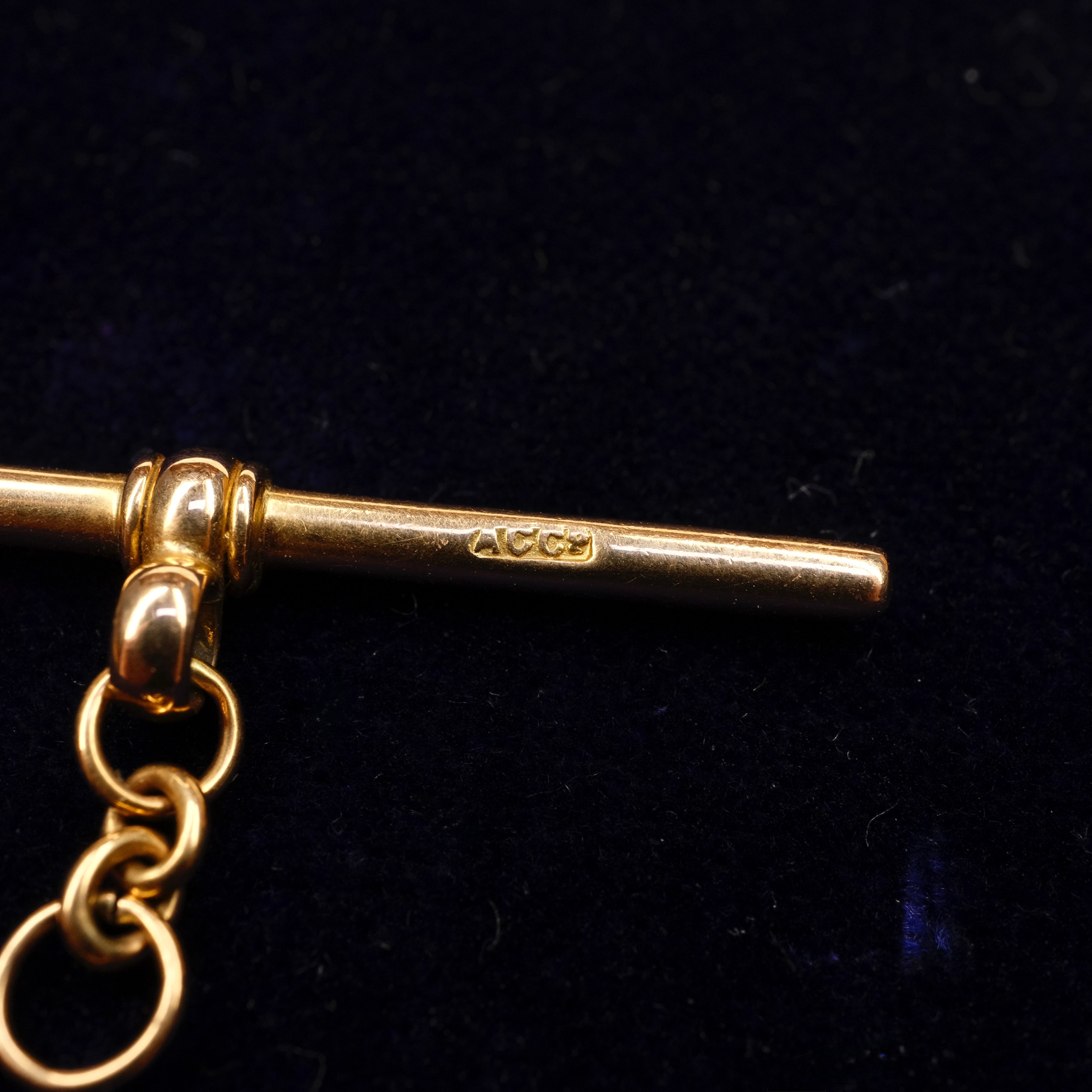 Antique 18ct Gold, Watch Chain T Bar Pendant
