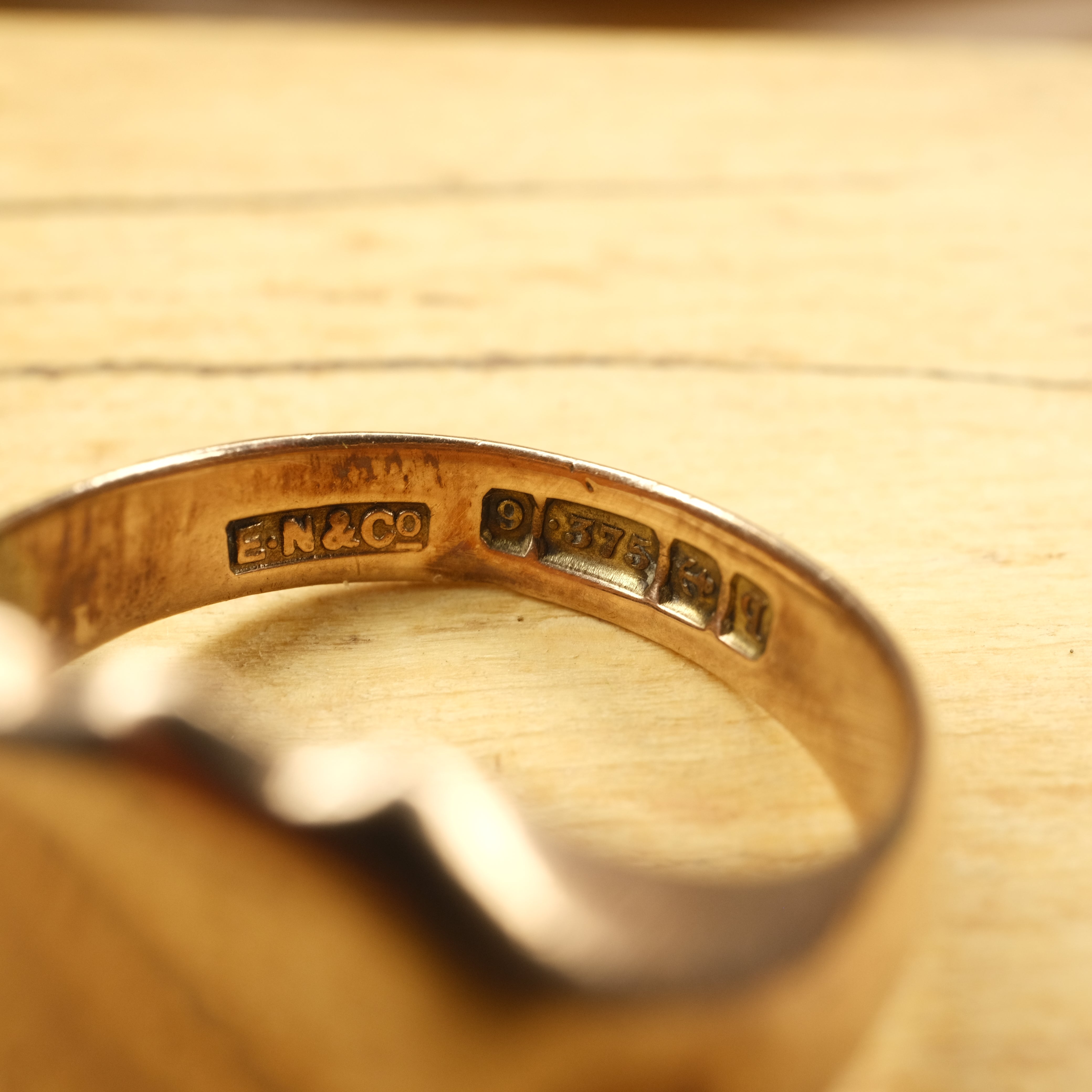 Antique 9ct Rose Gold Shield Signet Ring, Hallmarked in 1915
