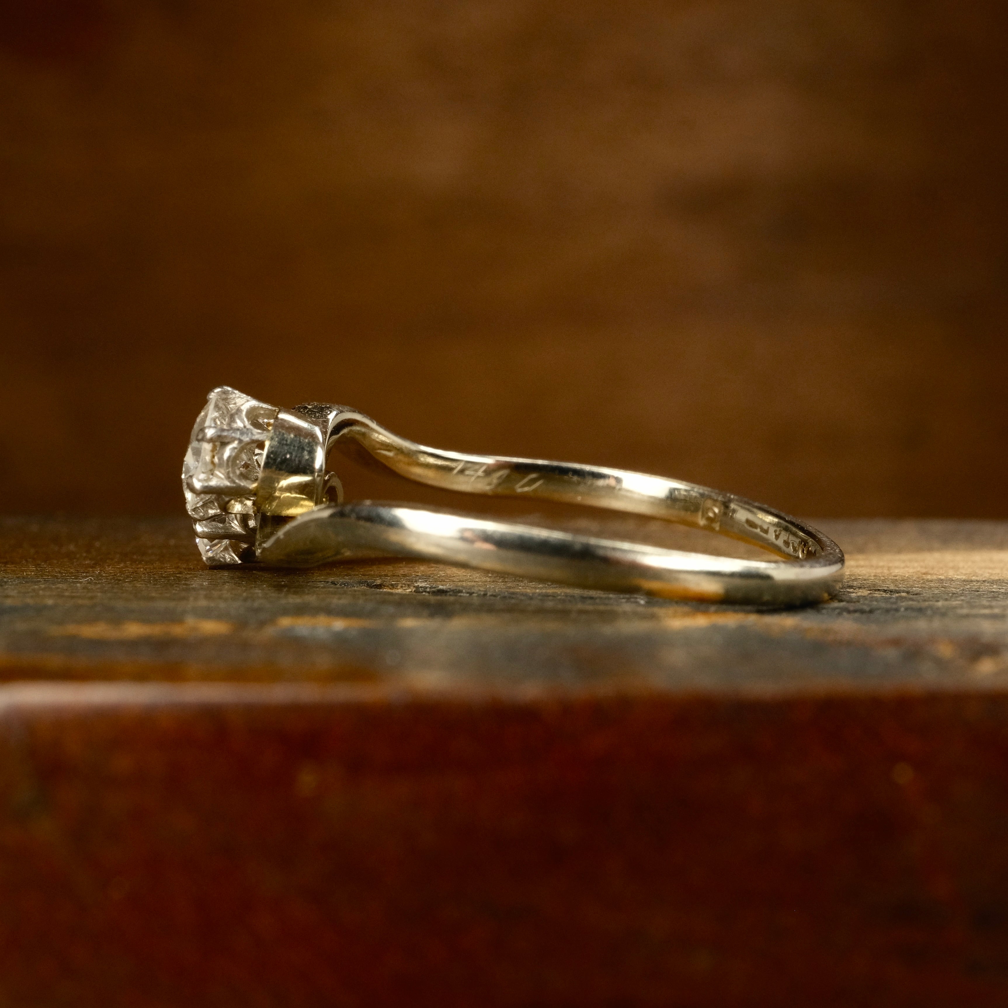 Antique, Edwardian 18ct white Gold, Toi et Moi, Old European Cut Diamond Ring