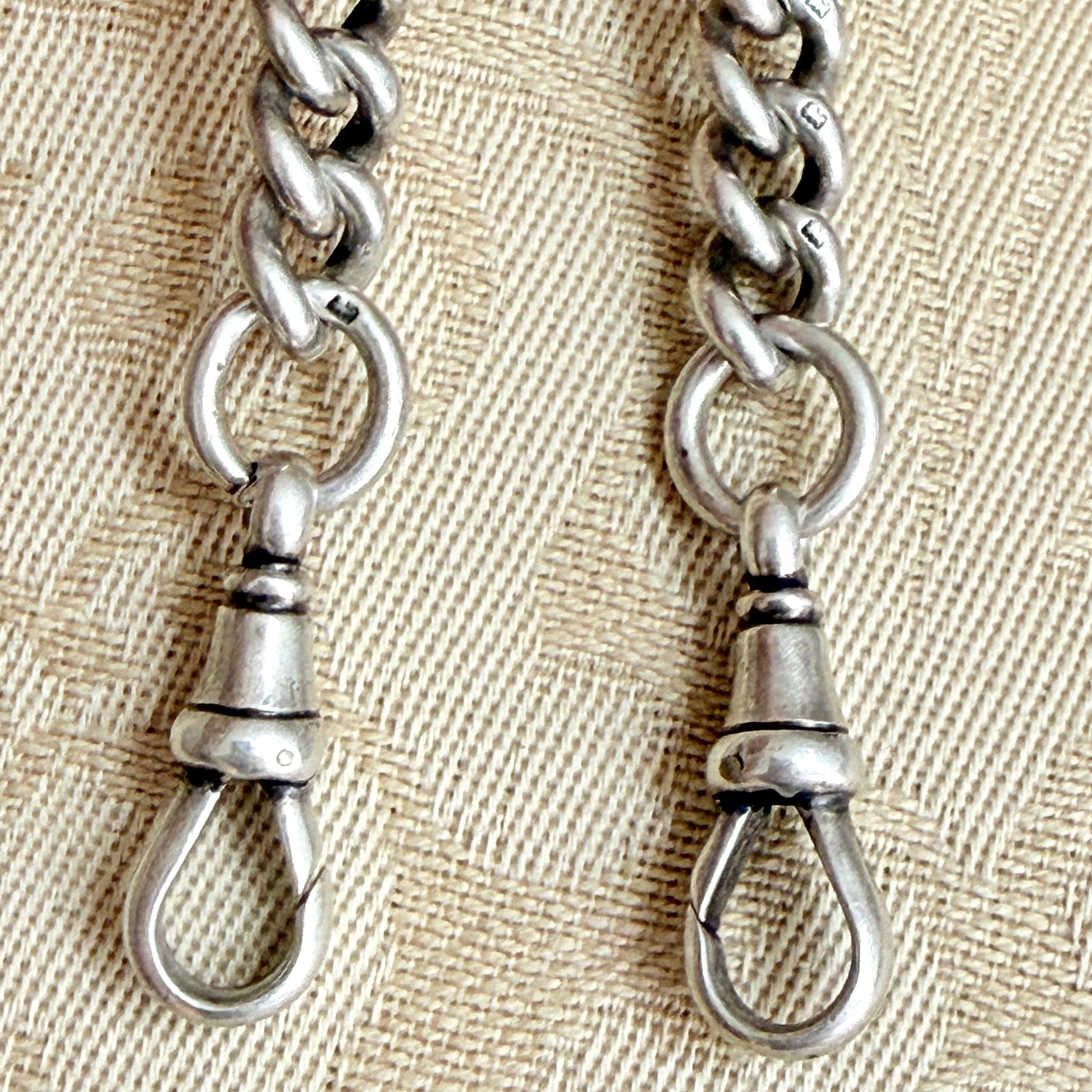 Antique, Edwardian, Heavy, Sterling Silver, Albert watch chain, hallmarked 1908, 50 grams