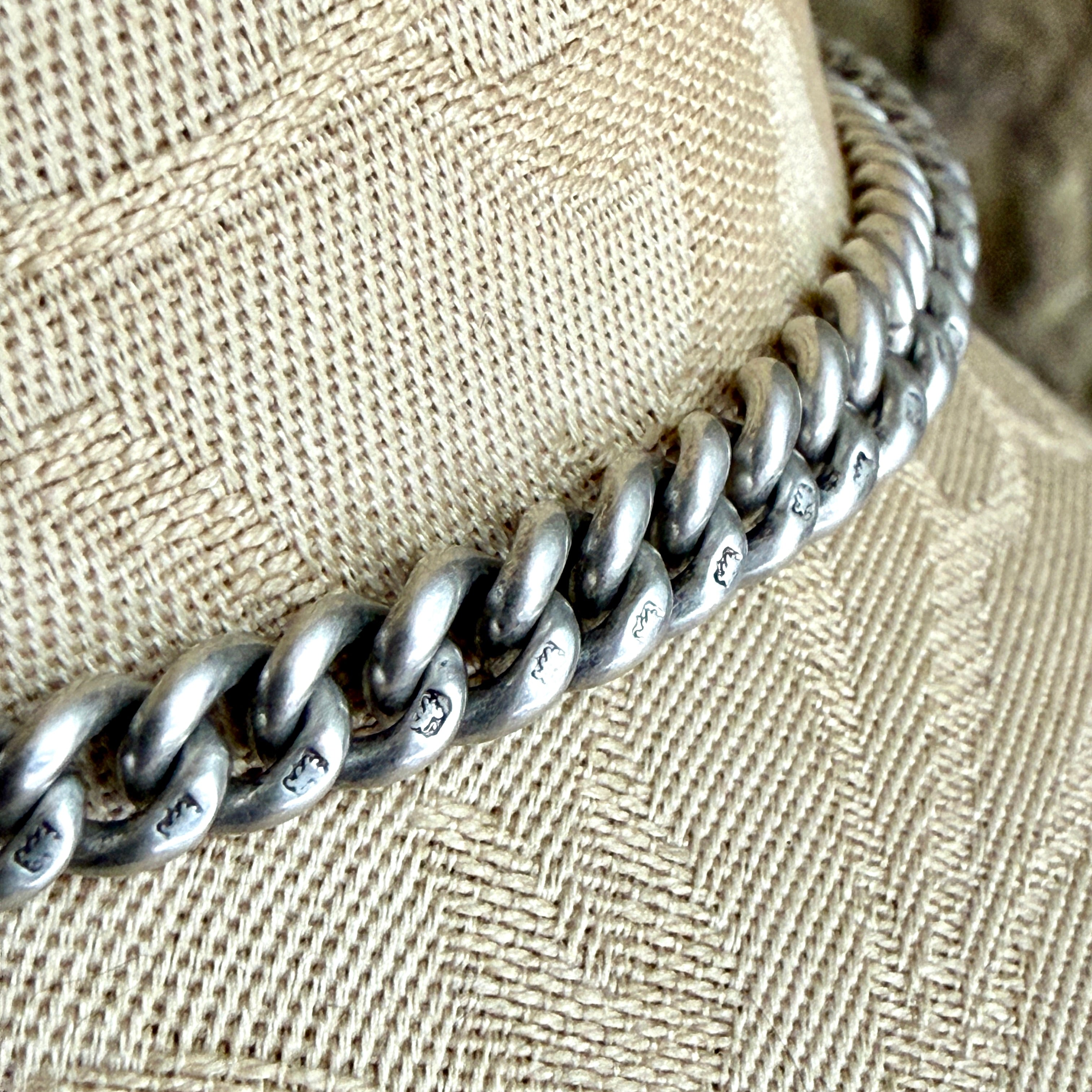 Antique, Edwardian, Heavy, Sterling Silver, Albert watch chain, hallmarked 1908, 50 grams