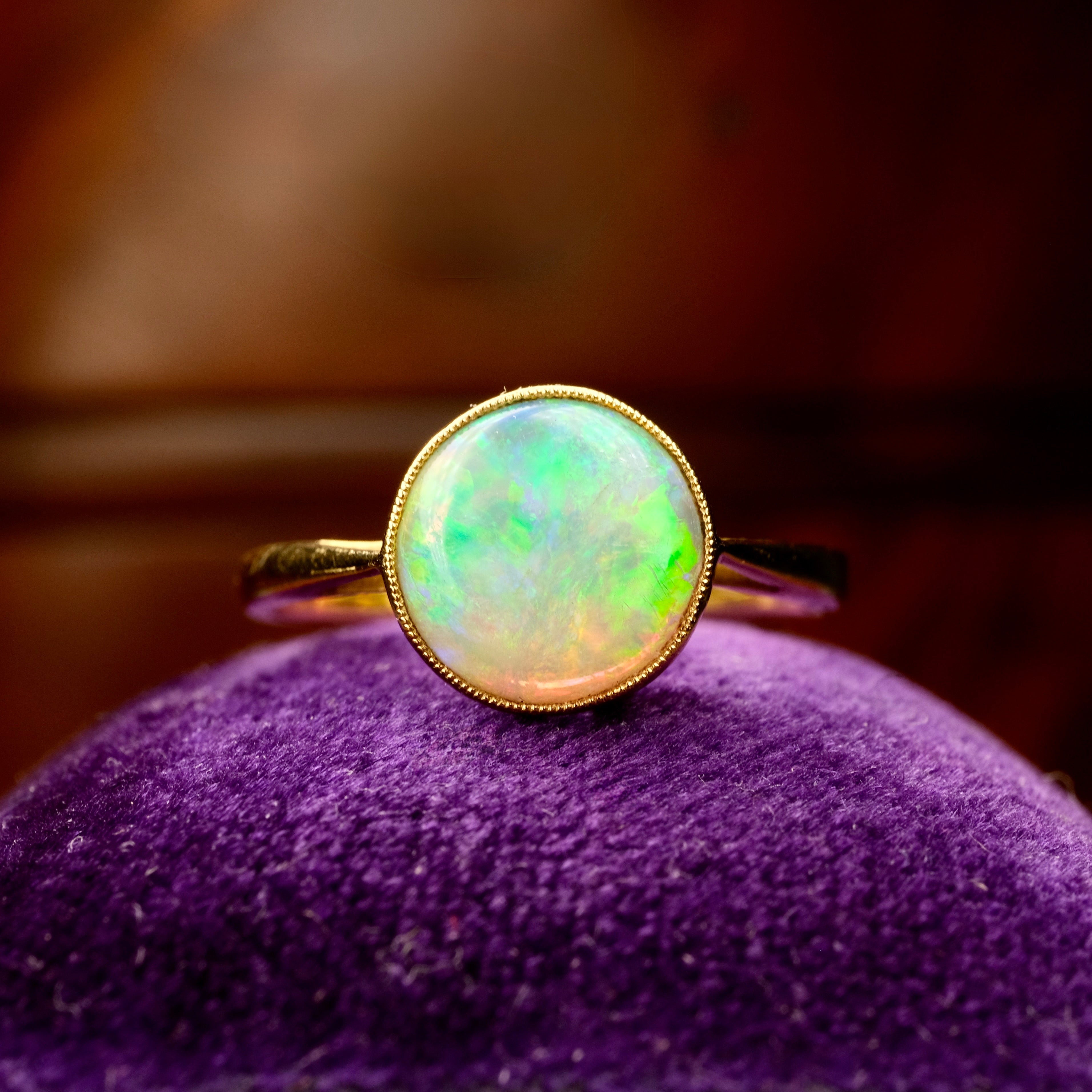 1920s, Art Deco 18ct Gold, Opal Solitaire Ring