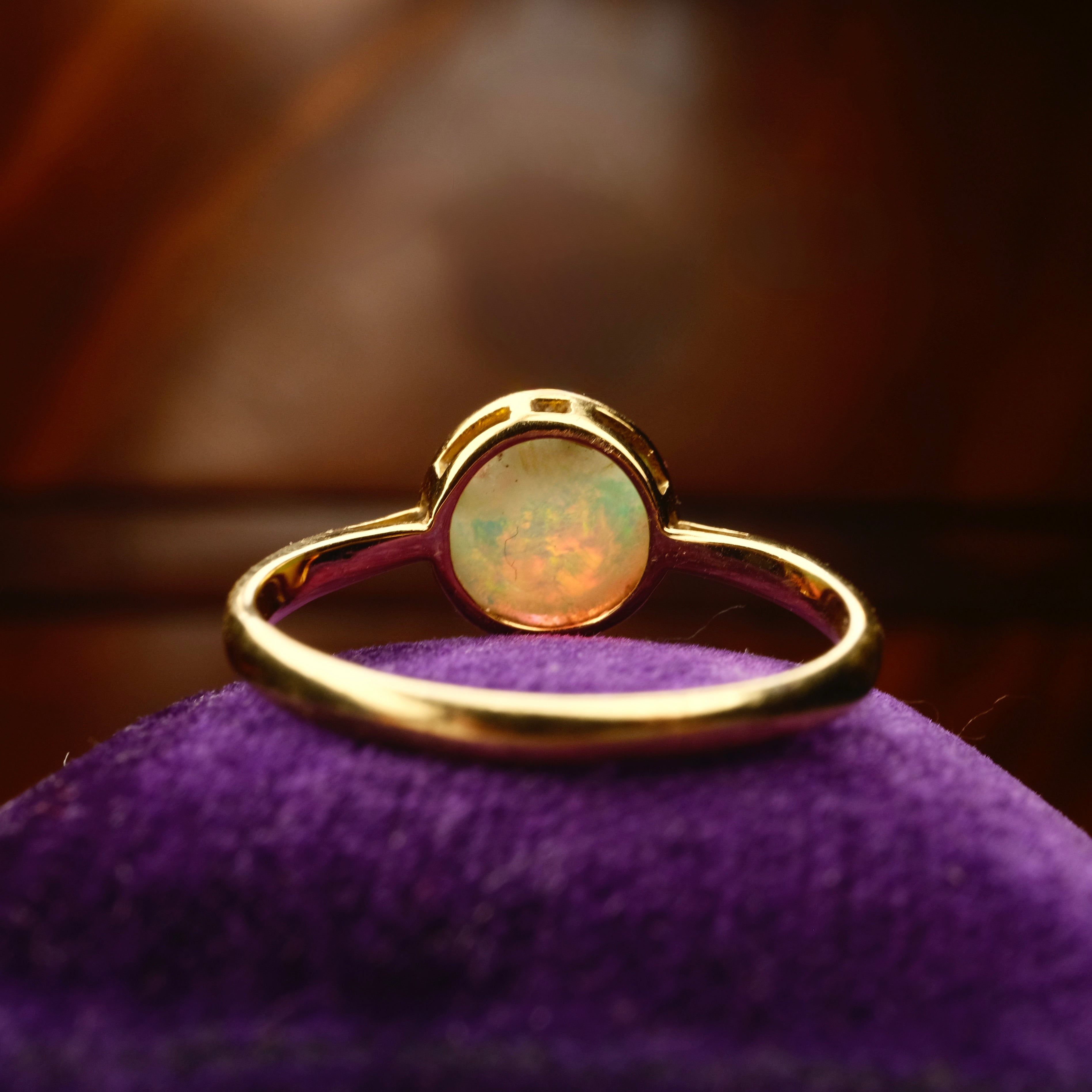 1920s, Art Deco 18ct Gold, Opal Solitaire Ring