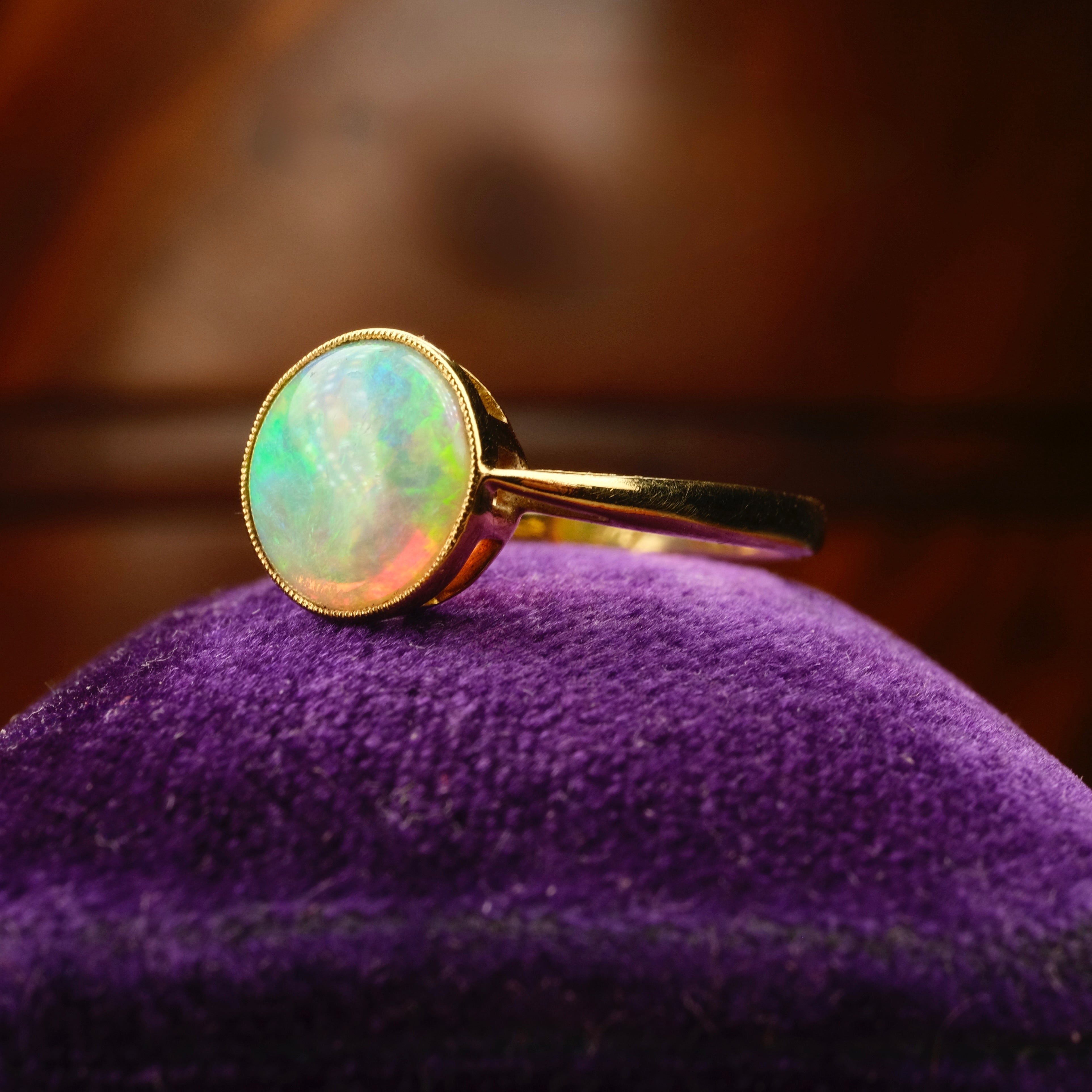 1920s, Art Deco 18ct Gold, Opal Solitaire Ring