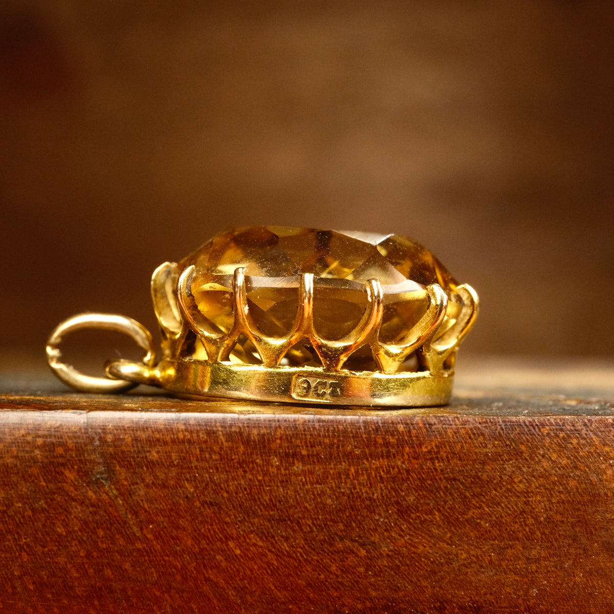 Antique, 9ct Gold, Citrine Pendant