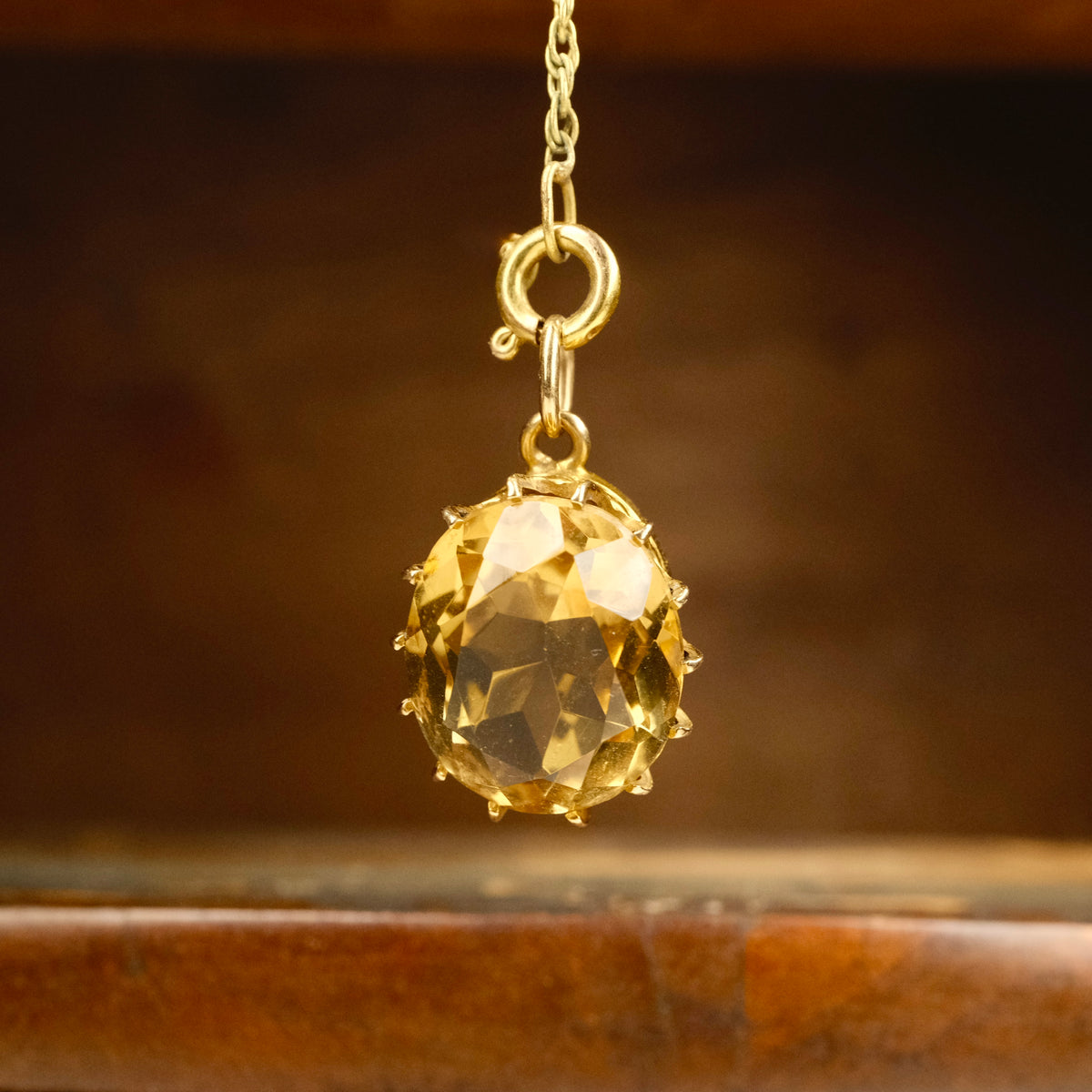 Antique, 9ct Gold, Citrine Pendant