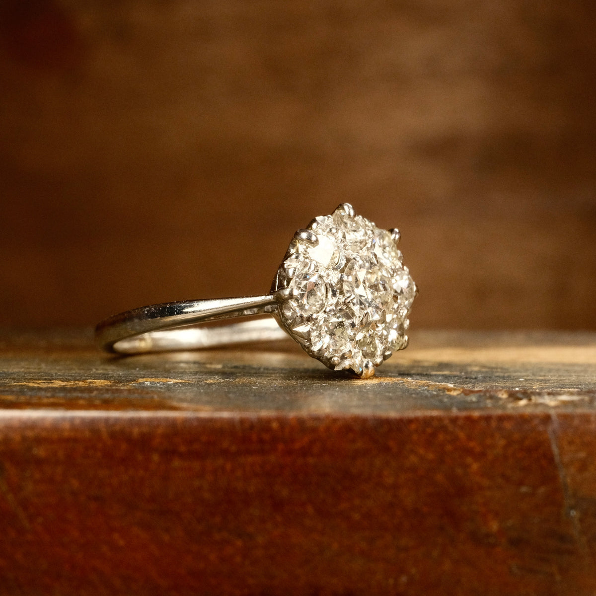 Vintage, Platinum, Diamond Daisy Cluster Ring, c1930s/40s