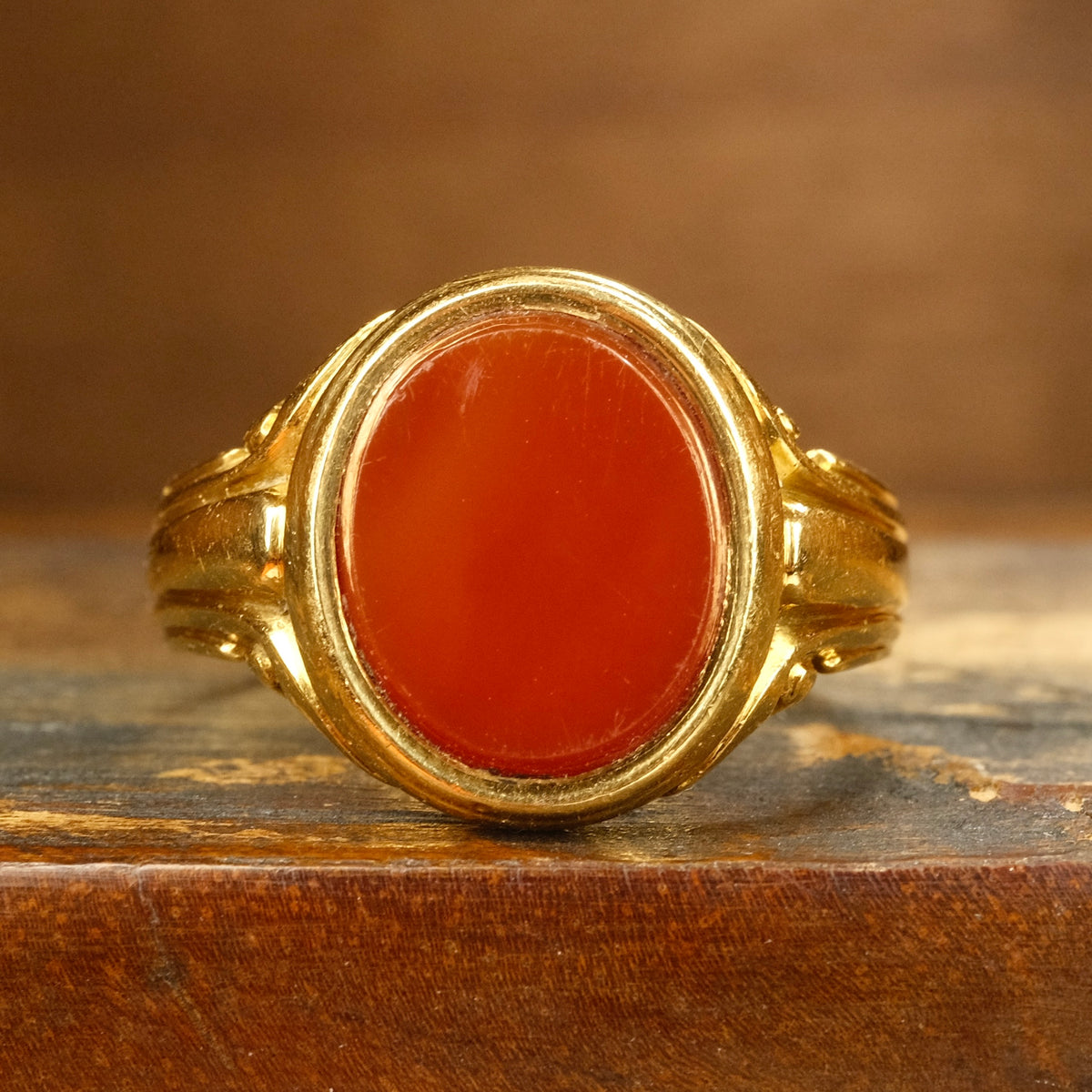 Antique, Gents, Victorian 18ct Gold, Carnelian Signet Ring, Hallmarked in 1893