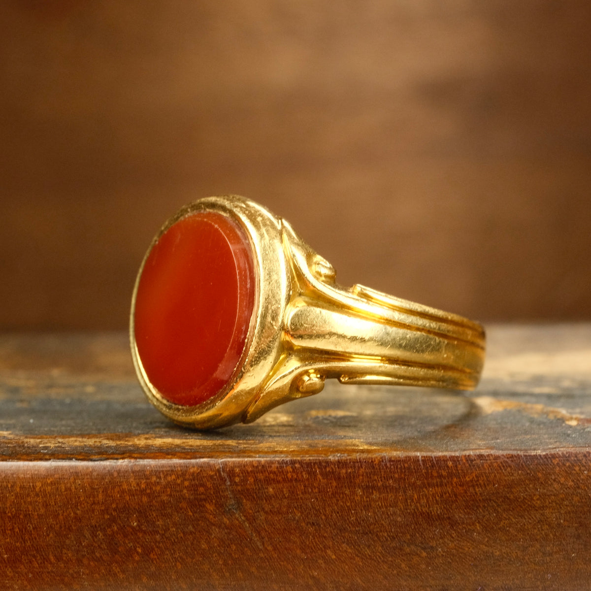 Antique, Gents, Victorian 18ct Gold, Carnelian Signet Ring, Hallmarked in 1893