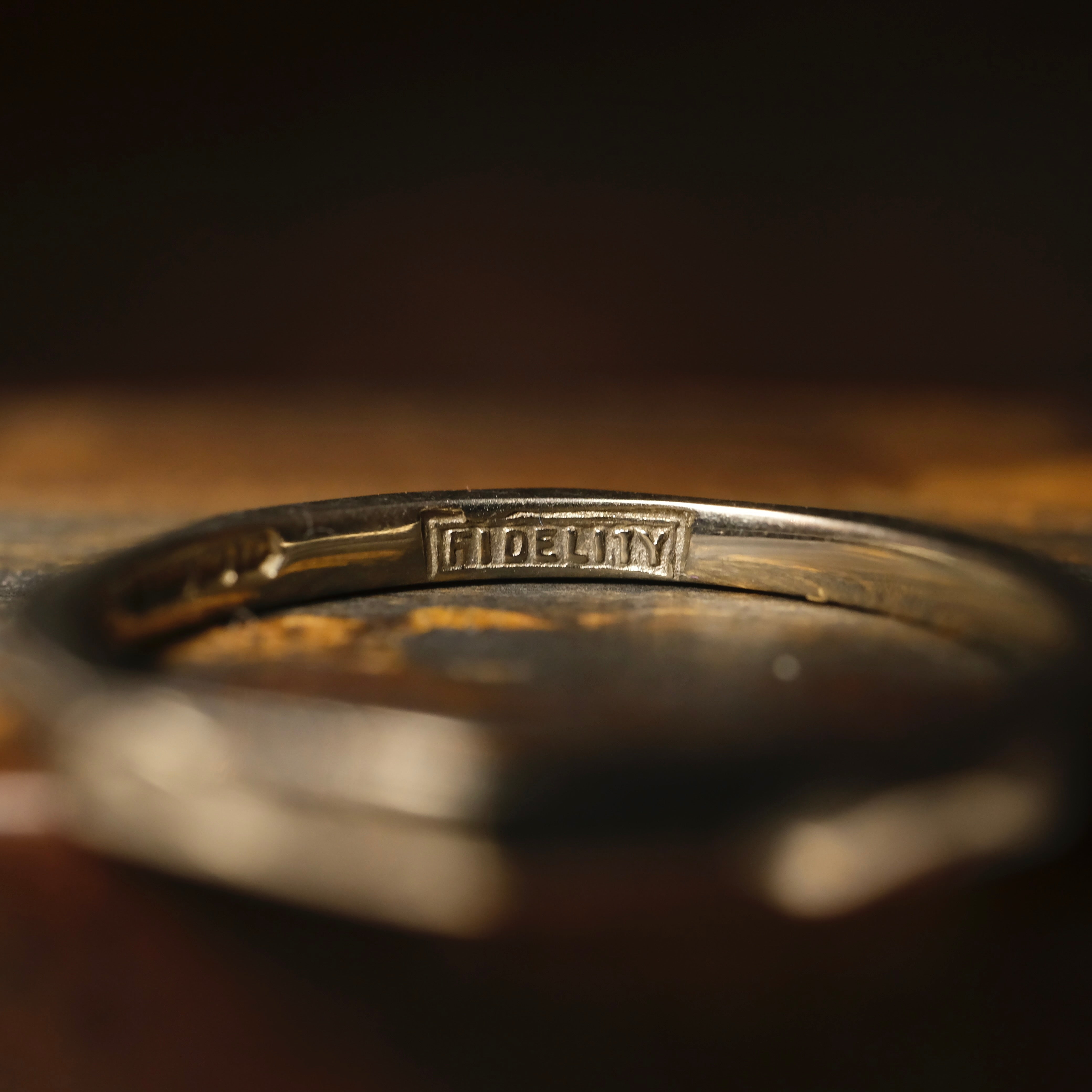 1930s, Art Deco, 18ct White Gold, Faceted, Etched Band Wedding Ring