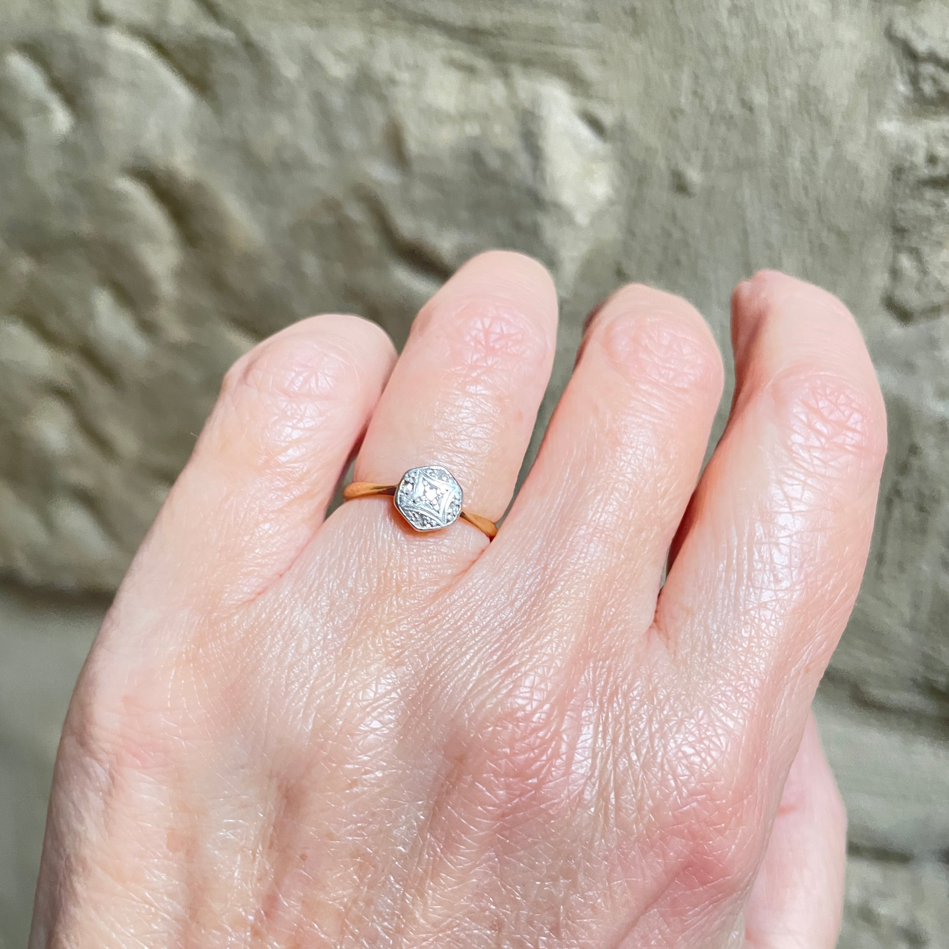 Vintage 18ct Gold & Platinum, Diamond Cluster Ring