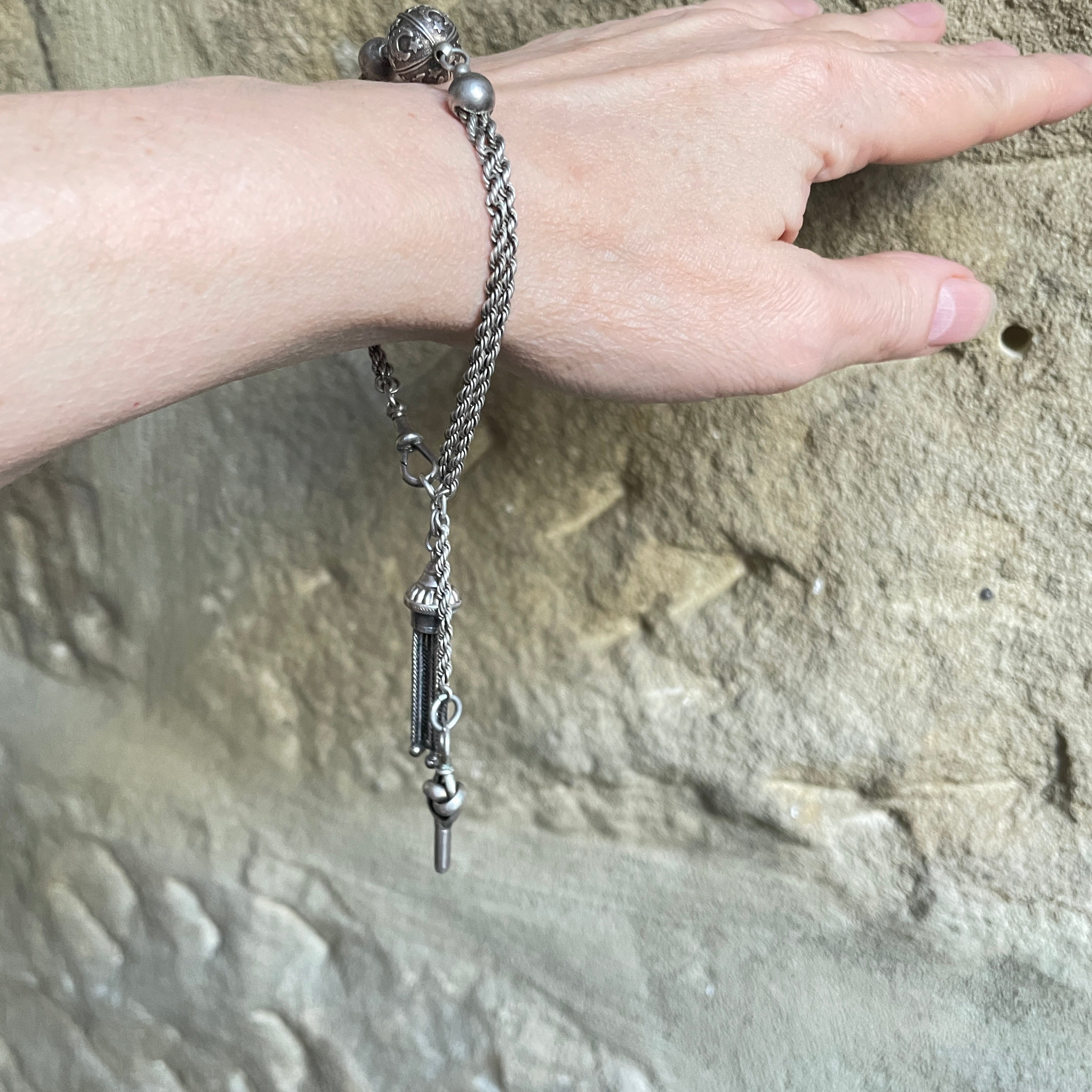 Victorian Sterling Silver Albertina Watch Chain Bracelet